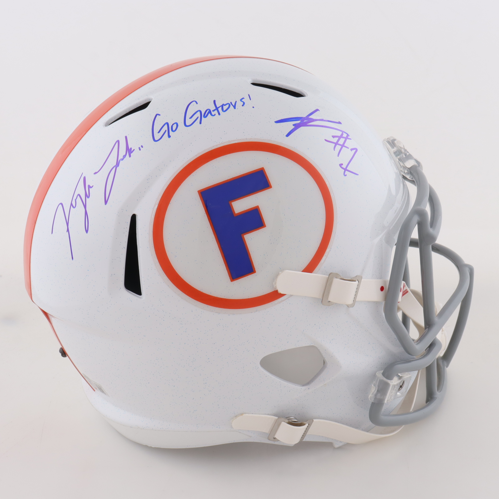 Kyle Trask & Kyle Pitts Signed Florida Gators Full-Size Speed Helmet Inscribed "Go Gators!" (Beckett) at PristineAuction.com Kyle Trask & Kyle Pitts Signed Florida Gators Full-Size Speed Helmet Inscribed "Go Gators!" (Beckett) at PristineAuction.com