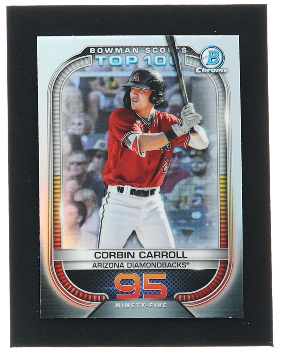 Corbin Carroll 2021 Bowman Chrome Scouts Top 100 Refractors #BTP95 RC at PristineAuction.com Corbin Carroll 2021 Bowman Chrome Scouts Top 100 Refractors #BTP95 RC at PristineAuction.com