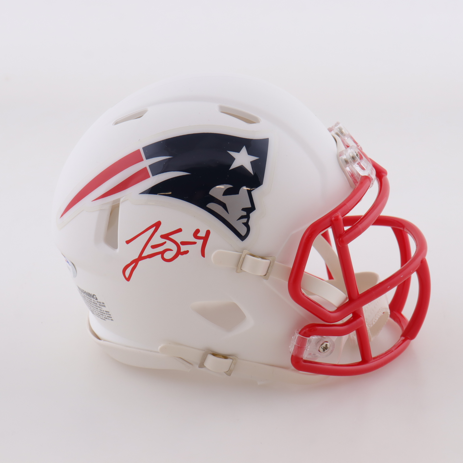 Jarrett Stidham Signed Patriots Flat White Collection Speed Mini Helmet (PSA) at PristineAuction.com Jarrett Stidham Signed Patriots Flat White Collection Speed Mini Helmet (PSA) at PristineAuction.com