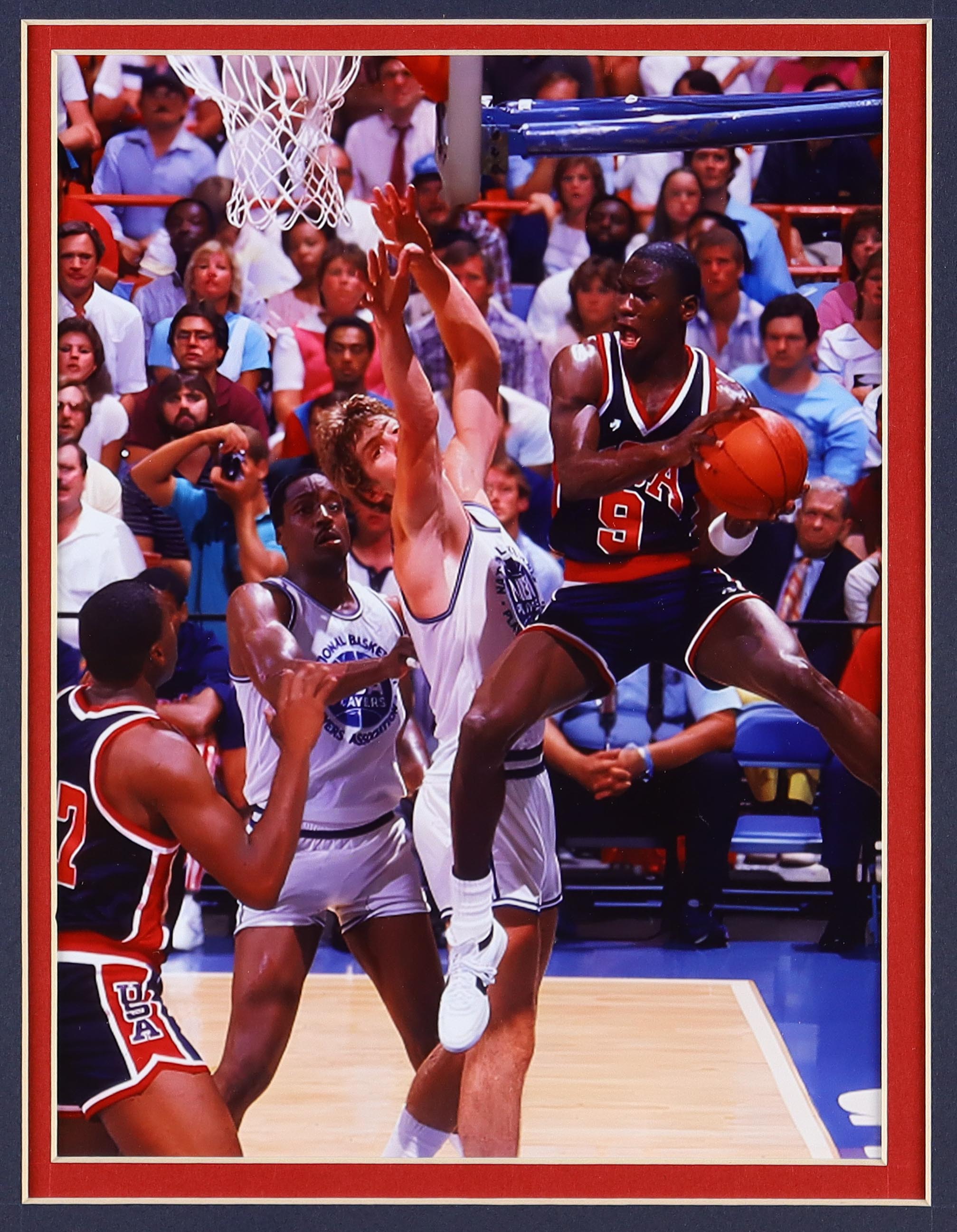 Michael Jordan Team USA Custom Framed Jersey Display With (2) Team USA Basketball Pins at PristineAuction.com Michael Jordan Team USA Custom Framed Jersey Display With (2) Team USA Basketball Pins at PristineAuction.com