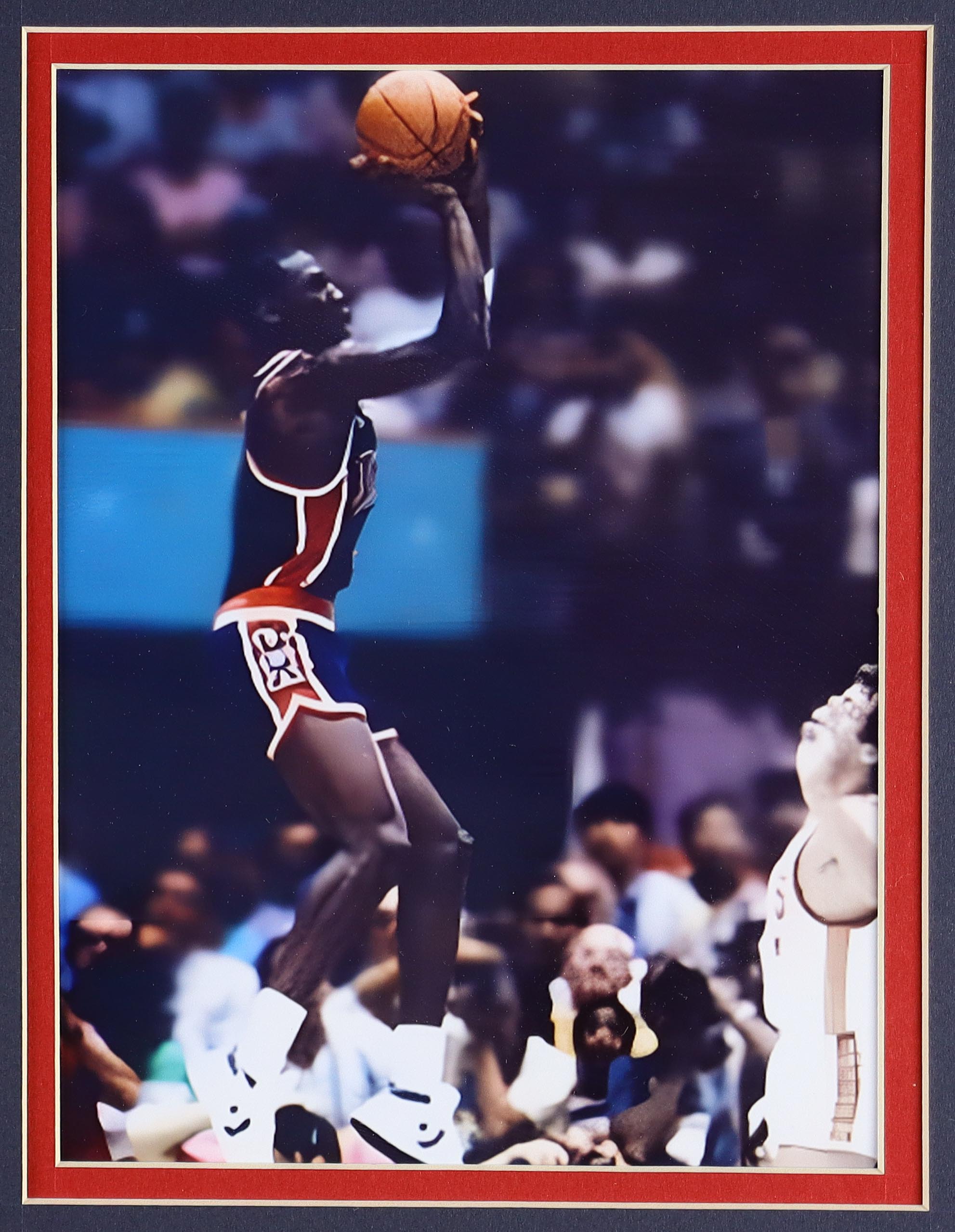 Michael Jordan Team USA Custom Framed Jersey Display With (2) Team USA Basketball Pins at PristineAuction.com Michael Jordan Team USA Custom Framed Jersey Display With (2) Team USA Basketball Pins at PristineAuction.com