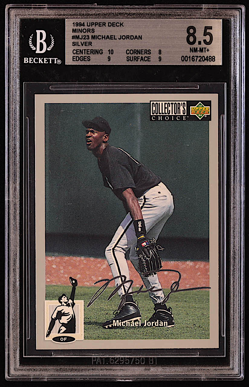 Michael Jordan 1994 Upper Deck Minors #MJ23 Silver RC (BGS 8.5) at PristineAuction.com Michael Jordan 1994 Upper Deck Minors #MJ23 Silver RC (BGS 8.5) at PristineAuction.com