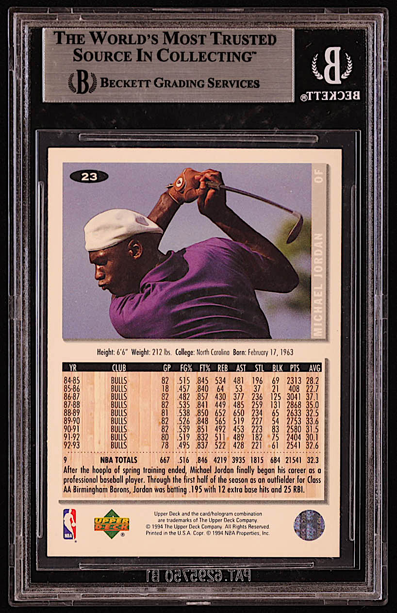 Michael Jordan 1994 Upper Deck Minors #MJ23 Silver RC (BGS 8.5) at PristineAuction.com Michael Jordan 1994 Upper Deck Minors #MJ23 Silver RC (BGS 8.5) at PristineAuction.com