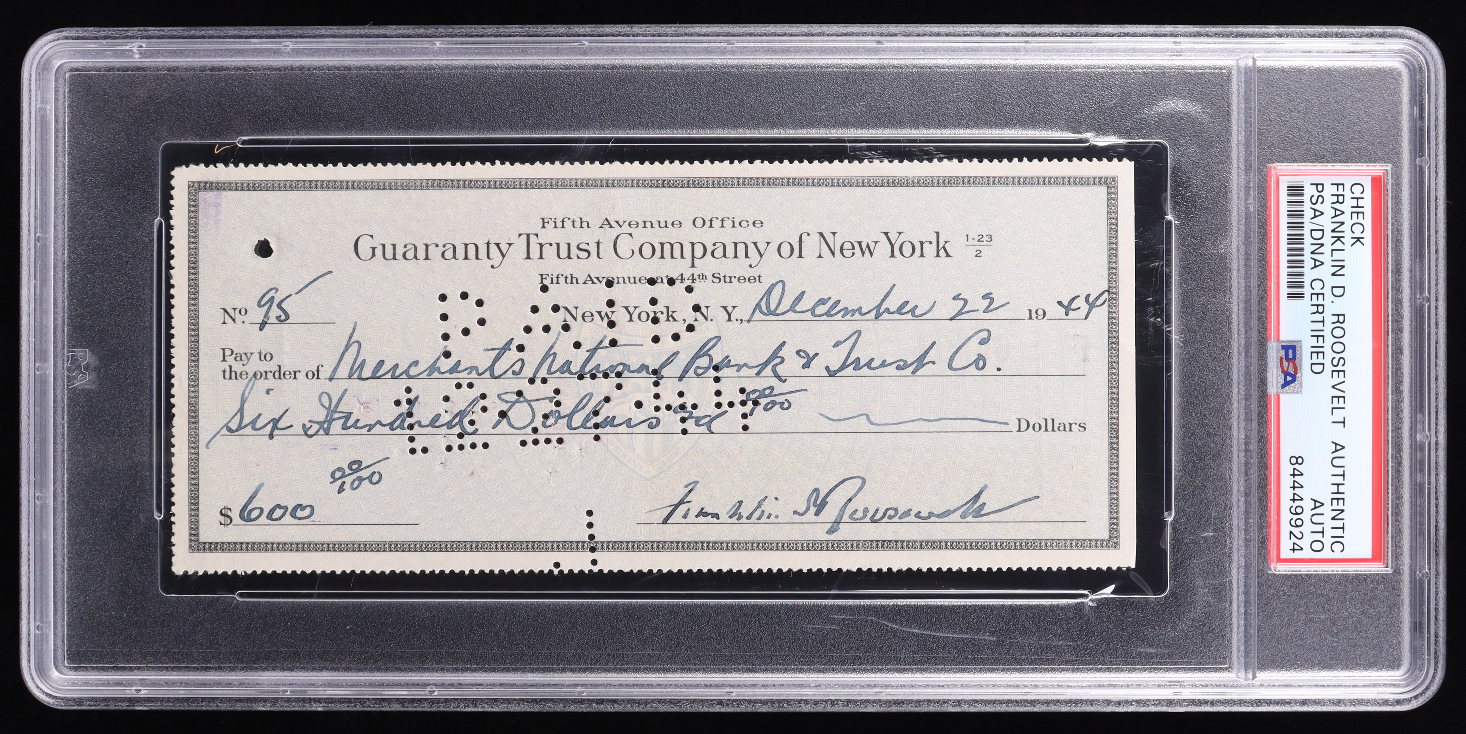 Franklin D. Roosevelt Signed 1944 Personal Bank Check (PSA) at PristineAuction.com Franklin D. Roosevelt Signed 1944 Personal Bank Check (PSA) at PristineAuction.com
