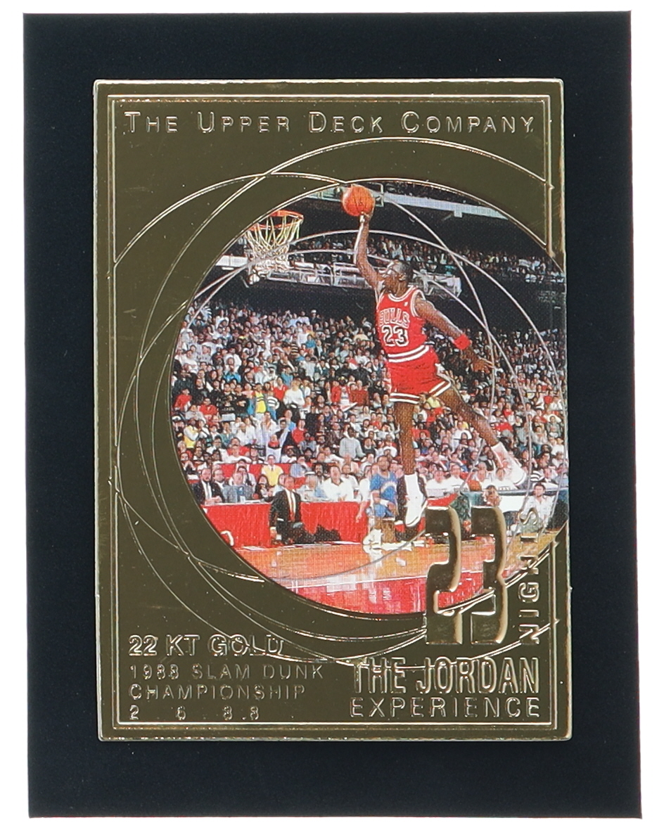 Michael Jordan 1996 Upper Deck 23 Nights The Jordan Experience 22KT Gold Card #/23,000 at PristineAuction.com Michael Jordan 1996 Upper Deck 23 Nights The Jordan Experience 22KT Gold Card #/23,000 at PristineAuction.com