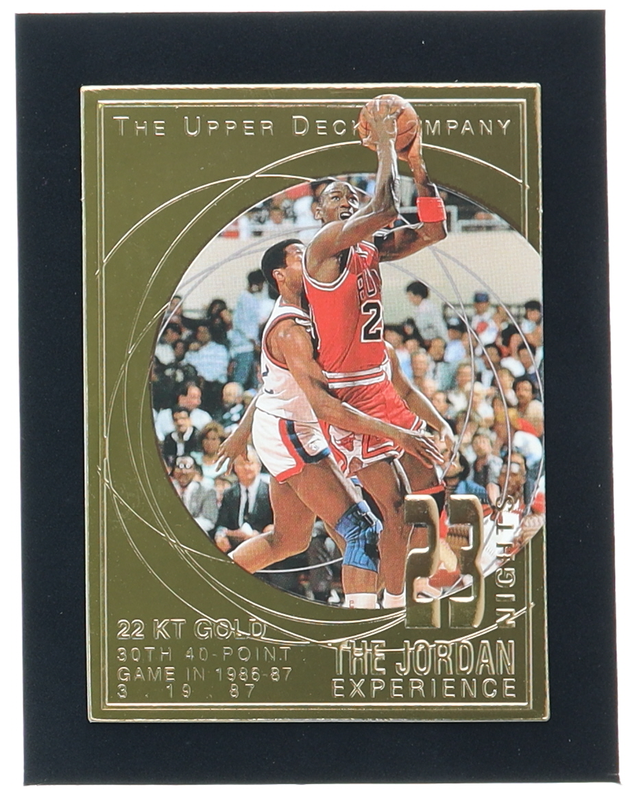 Michael Jordan 1996 Upper Deck 23 Nights The Jordan Experience 22KT Gold Card #/23,000 at PristineAuction.com Michael Jordan 1996 Upper Deck 23 Nights The Jordan Experience 22KT Gold Card #/23,000 at PristineAuction.com