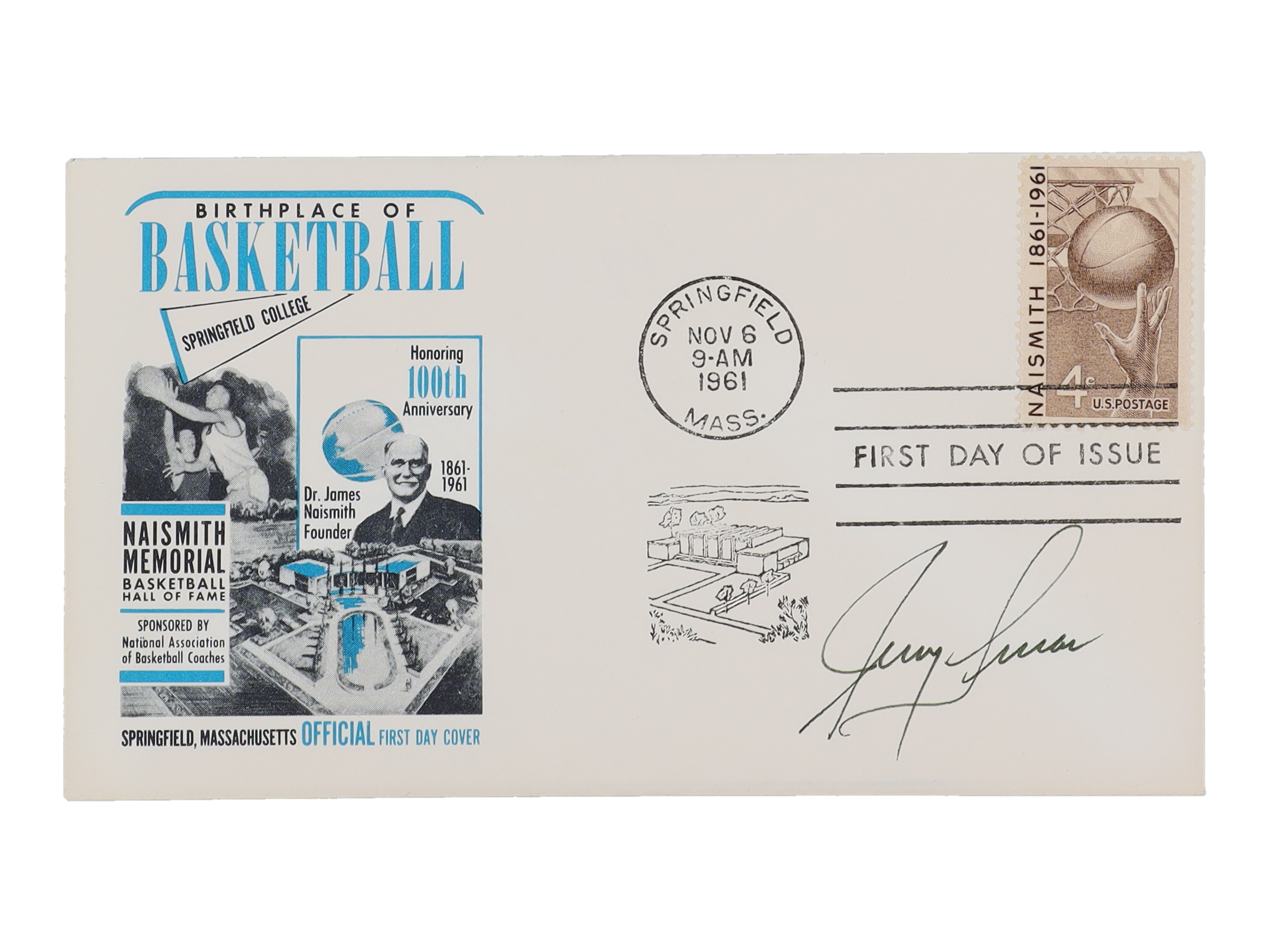 Jerry Lucas Signed 1961 FDC Cover Cachet (Palm Beach) at PristineAuction.com Jerry Lucas Signed 1961 FDC Cover Cachet (Palm Beach) at PristineAuction.com