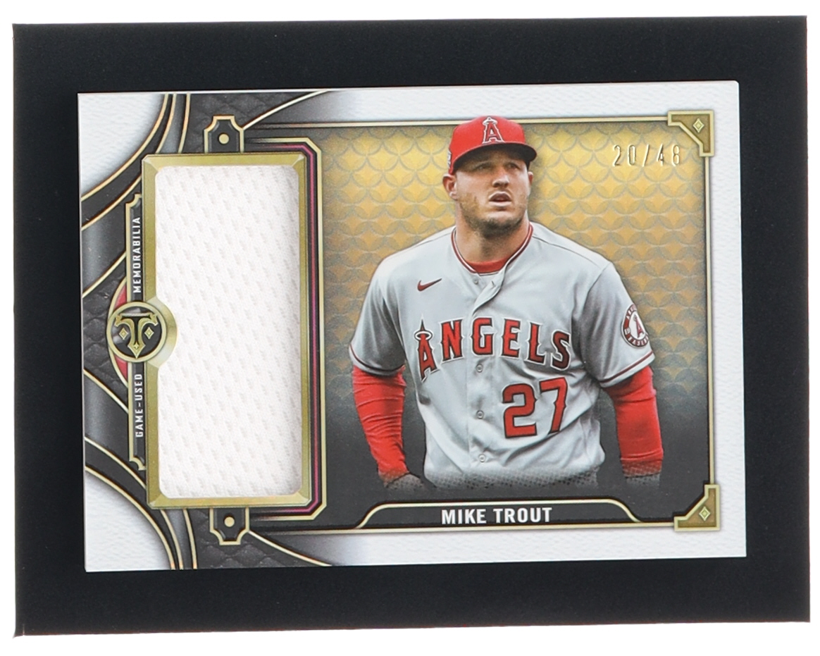 Mike Trout 2022 Topps Triple Threads Single Jumbo Relics #SJR1MT2 #20/48 at PristineAuction.com Mike Trout 2022 Topps Triple Threads Single Jumbo Relics #SJR1MT2 #20/48 at PristineAuction.com