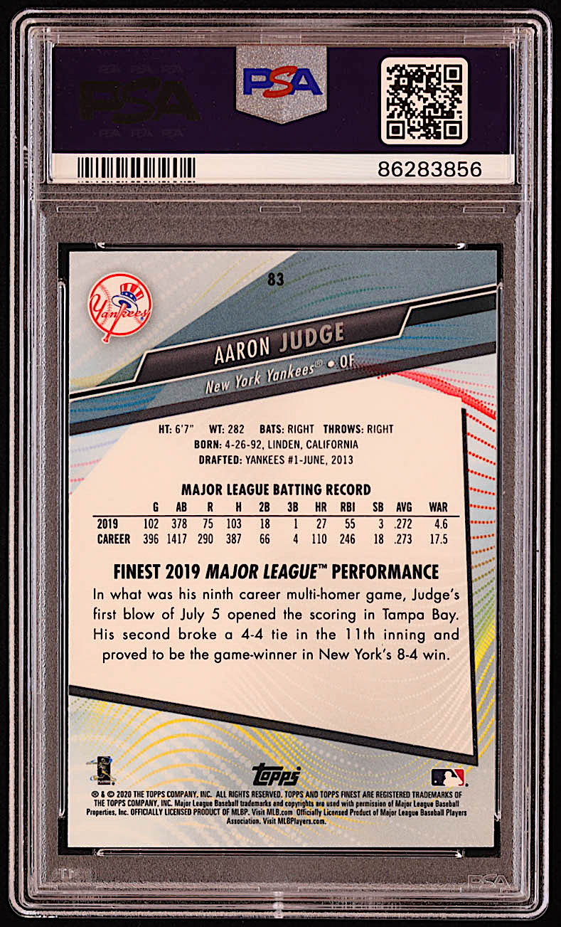 Aaron Judge 2020 Finest #83 (PSA 10) at PristineAuction.com Aaron Judge 2020 Finest #83 (PSA 10) at PristineAuction.com