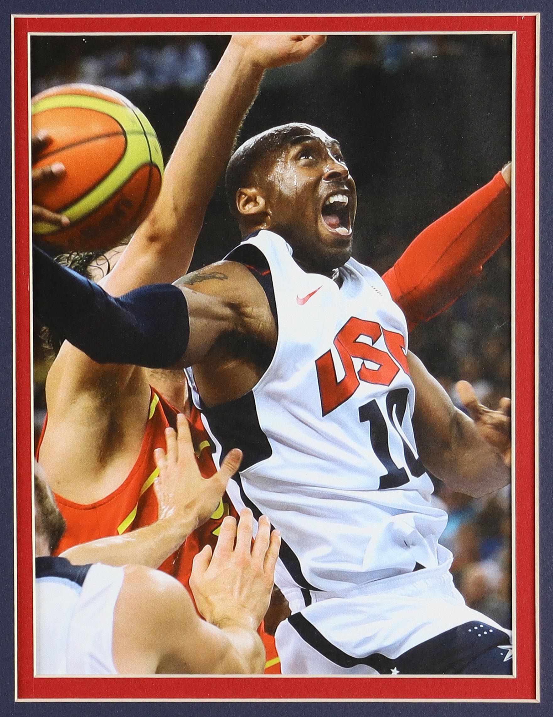 Kobe Bryant Custom Framed Team USA Nike Jersey Display with (2) Team USA Basketball Pins (2) Cloth Logo Patches at PristineAuction.com Kobe Bryant Custom Framed Team USA Nike Jersey Display with (2) Team USA Basketball Pins (2) Cloth Logo Patches at PristineAuction.com