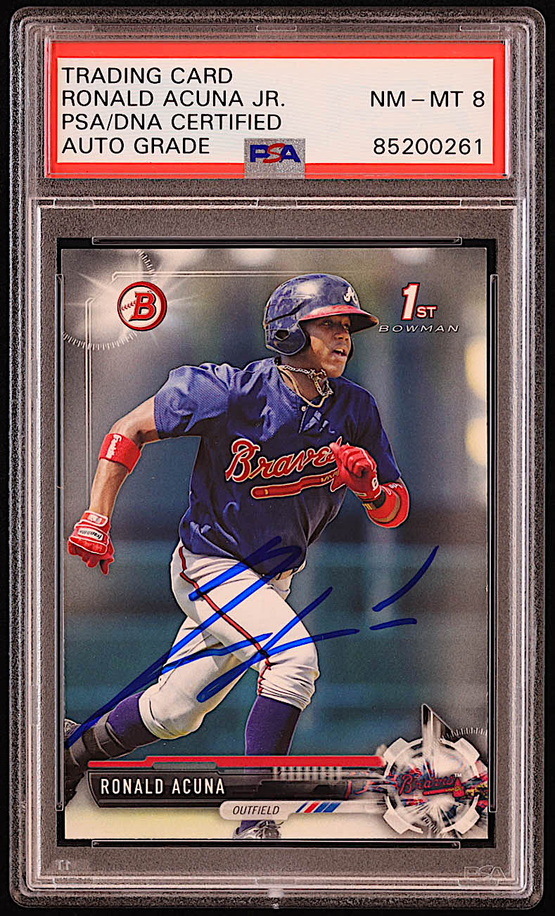 Ronald Acuna Jr. Signed 2017 Bowman Prospects #BP127 RC (PSA | Auto 8) at PristineAuction.com Ronald Acuna Jr. Signed 2017 Bowman Prospects #BP127 RC (PSA | Auto 8) at PristineAuction.com