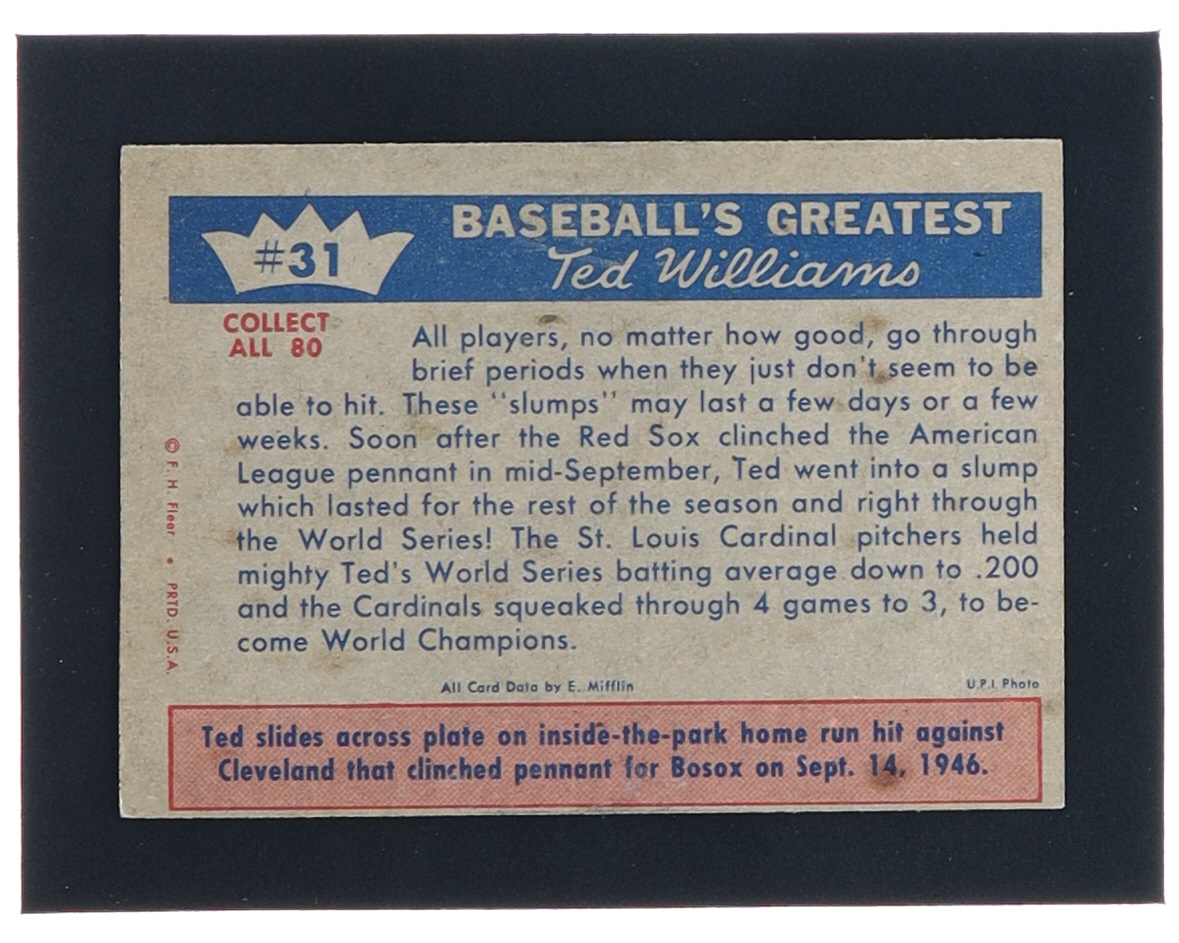 Ted Williams 1959 Fleer #31 / Sox Lose Series at PristineAuction.com Ted Williams 1959 Fleer #31 / Sox Lose Series at PristineAuction.com