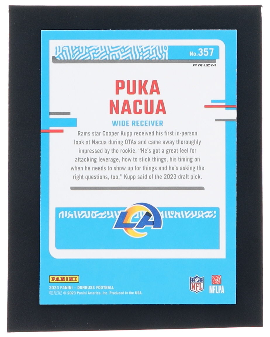 Puka Nacua 2023 Donruss Optic Rated Rookies Preview Pink #357 RC at PristineAuction.com Puka Nacua 2023 Donruss Optic Rated Rookies Preview Pink #357 RC at PristineAuction.com