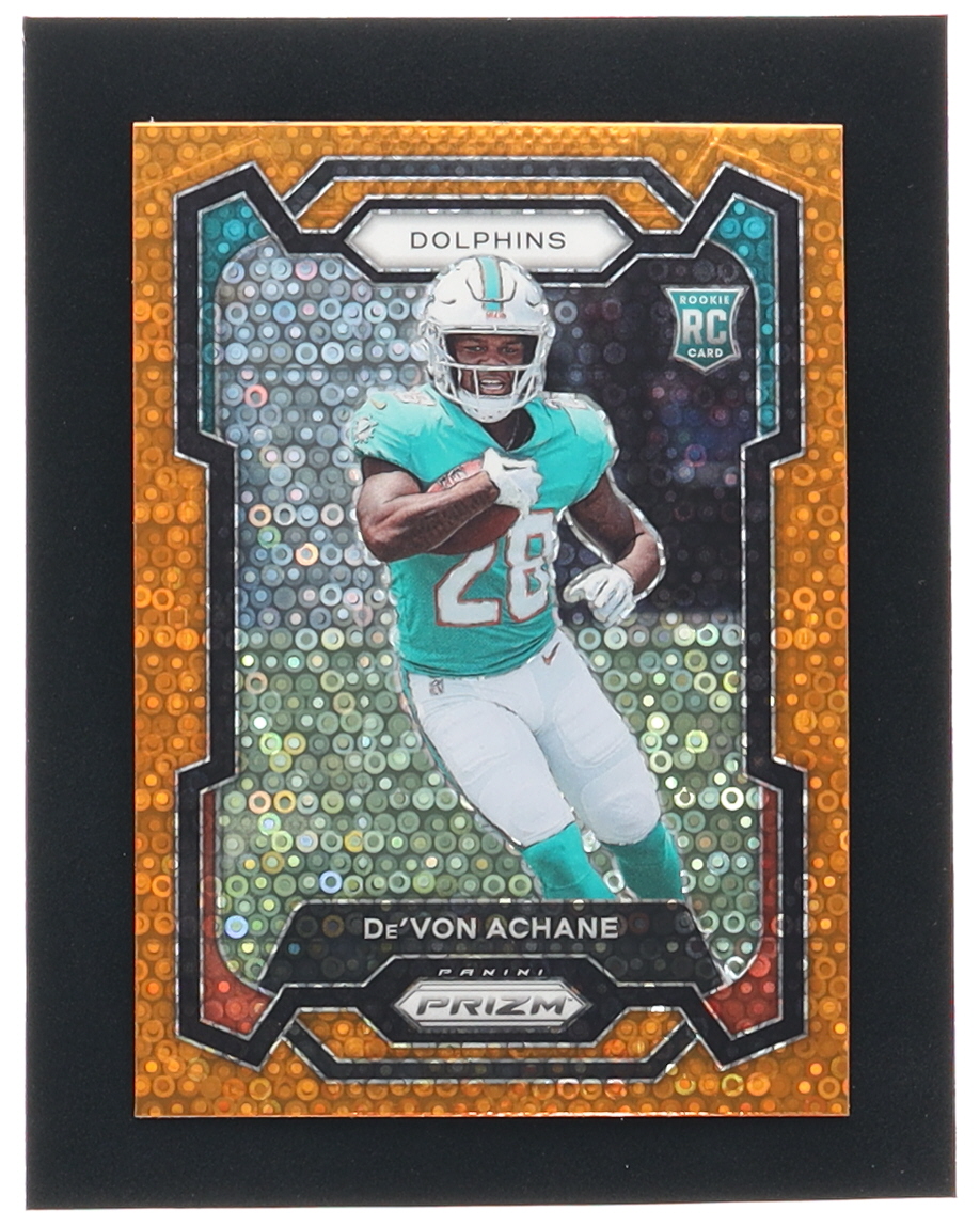 De'Von Achane 2023 Panini Prizm Prizms Orange Disco #365 RC at PristineAuction.com De'Von Achane 2023 Panini Prizm Prizms Orange Disco #365 RC at PristineAuction.com