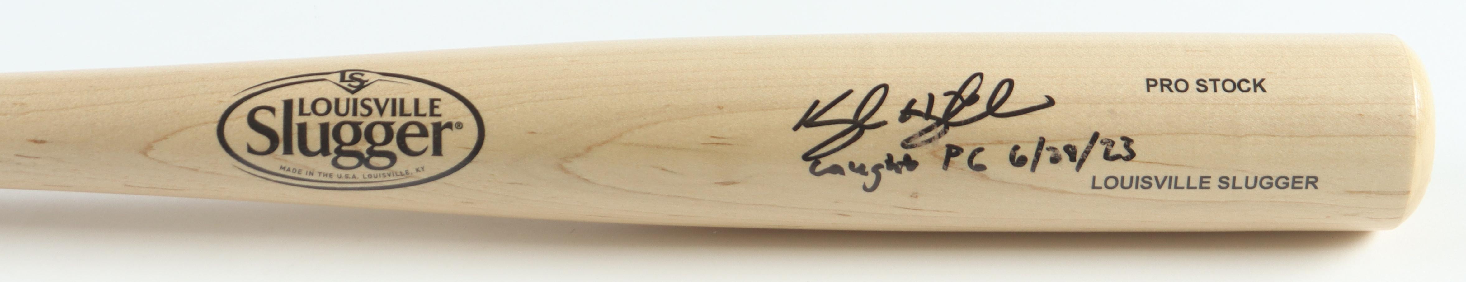 Kyle Higashioka Signed Louisville Slugger Baseball Bat Inscribed "Caught PG 6/28/23" (JSA) at PristineAuction.com Kyle Higashioka Signed Louisville Slugger Baseball Bat Inscribed "Caught PG 6/28/23" (JSA) at PristineAuction.com