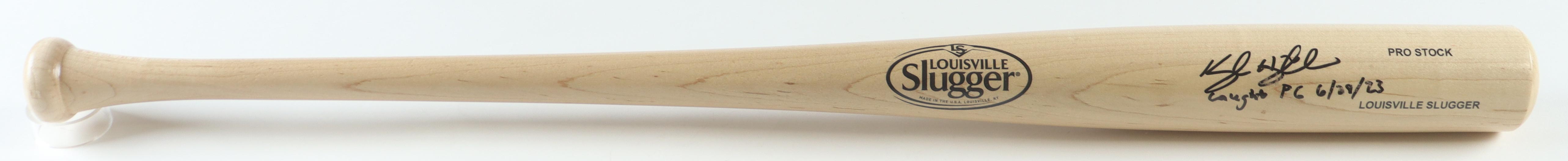 Kyle Higashioka Signed Louisville Slugger Baseball Bat Inscribed "Caught PG 6/28/23" (JSA) at PristineAuction.com Kyle Higashioka Signed Louisville Slugger Baseball Bat Inscribed "Caught PG 6/28/23" (JSA) at PristineAuction.com
