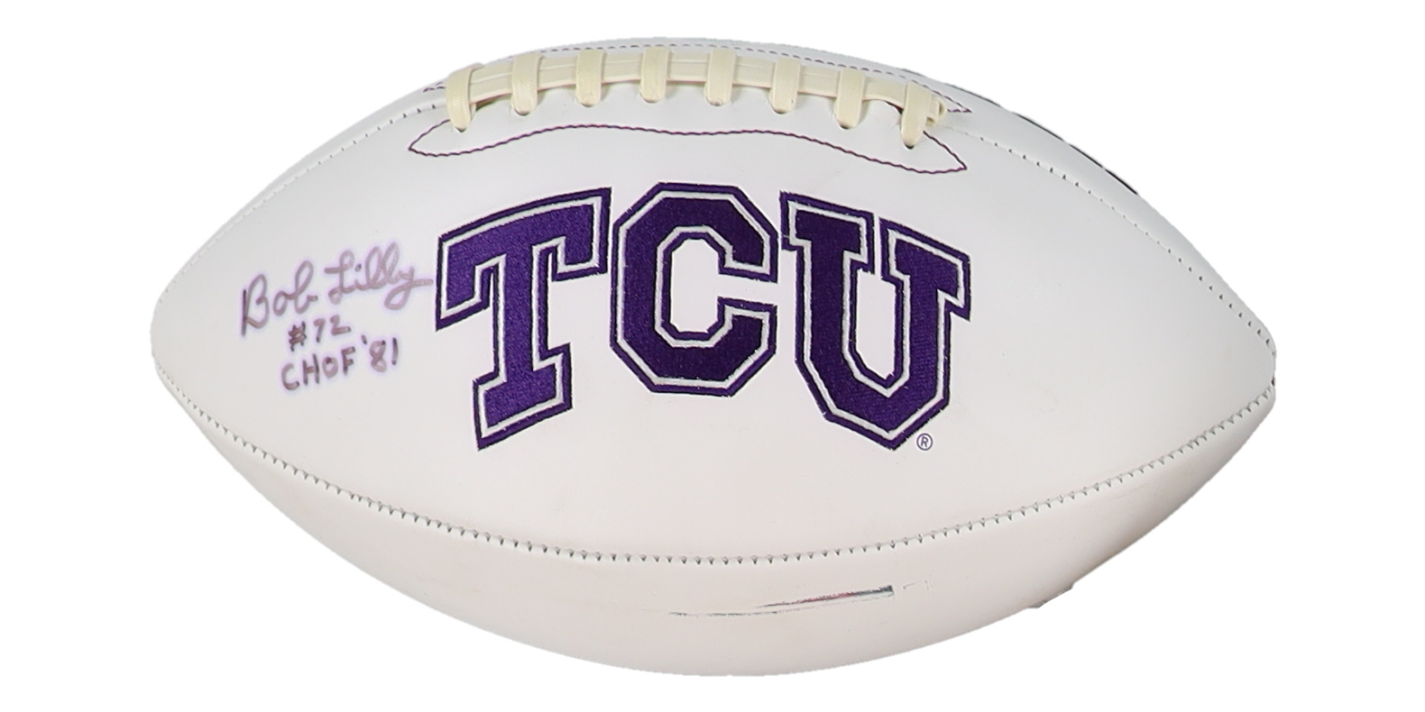 Bob Lilly Signed TCU Horned Frogs Football Inscribed "CHOF '81" (JSA) at PristineAuction.com Bob Lilly Signed TCU Horned Frogs Football Inscribed "CHOF '81" (JSA) at PristineAuction.com