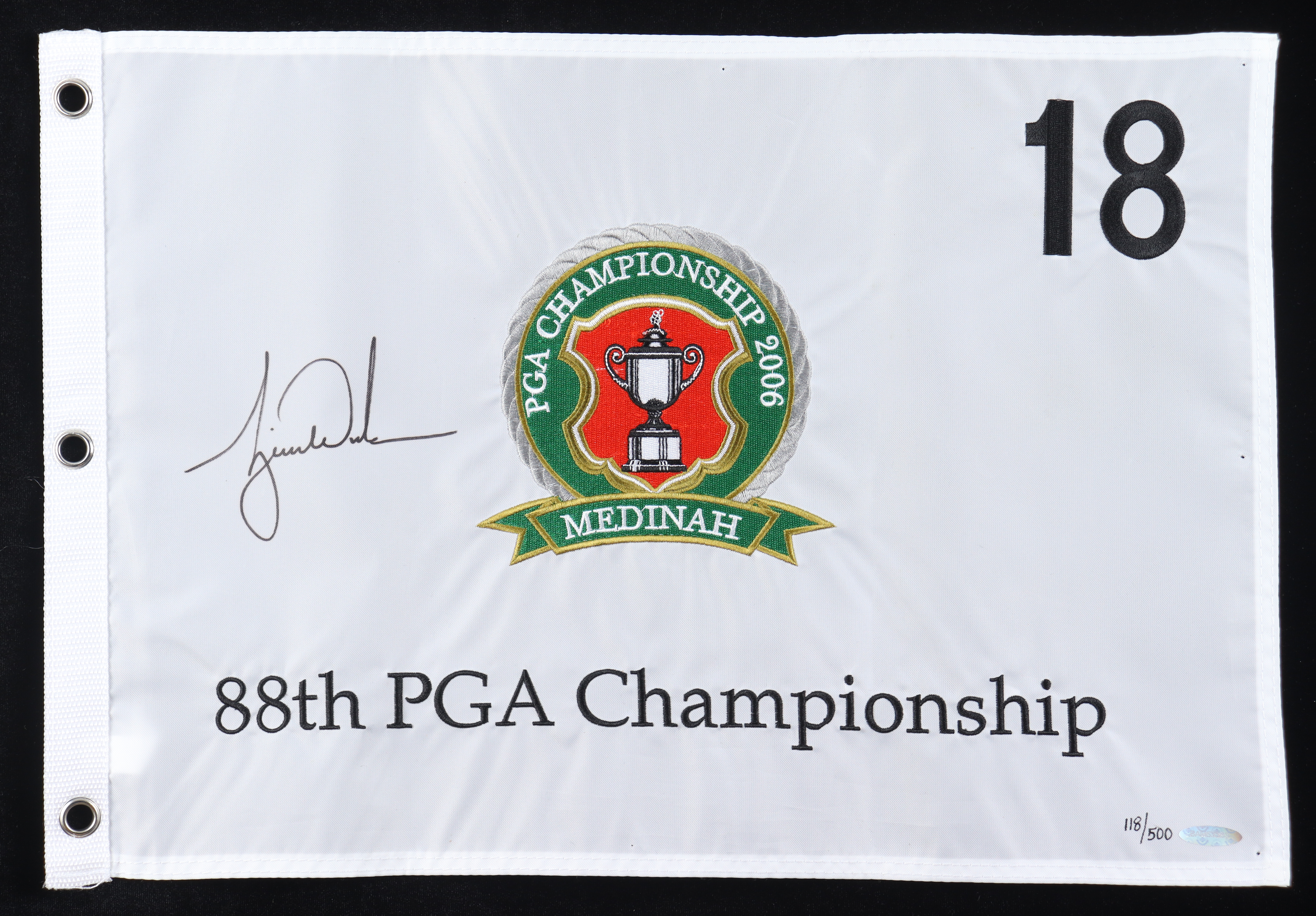 Tiger Woods Signed LE 2006 PGA Championship Pin Flag (UDA) at PristineAuction.com Tiger Woods Signed LE 2006 PGA Championship Pin Flag (UDA) at PristineAuction.com