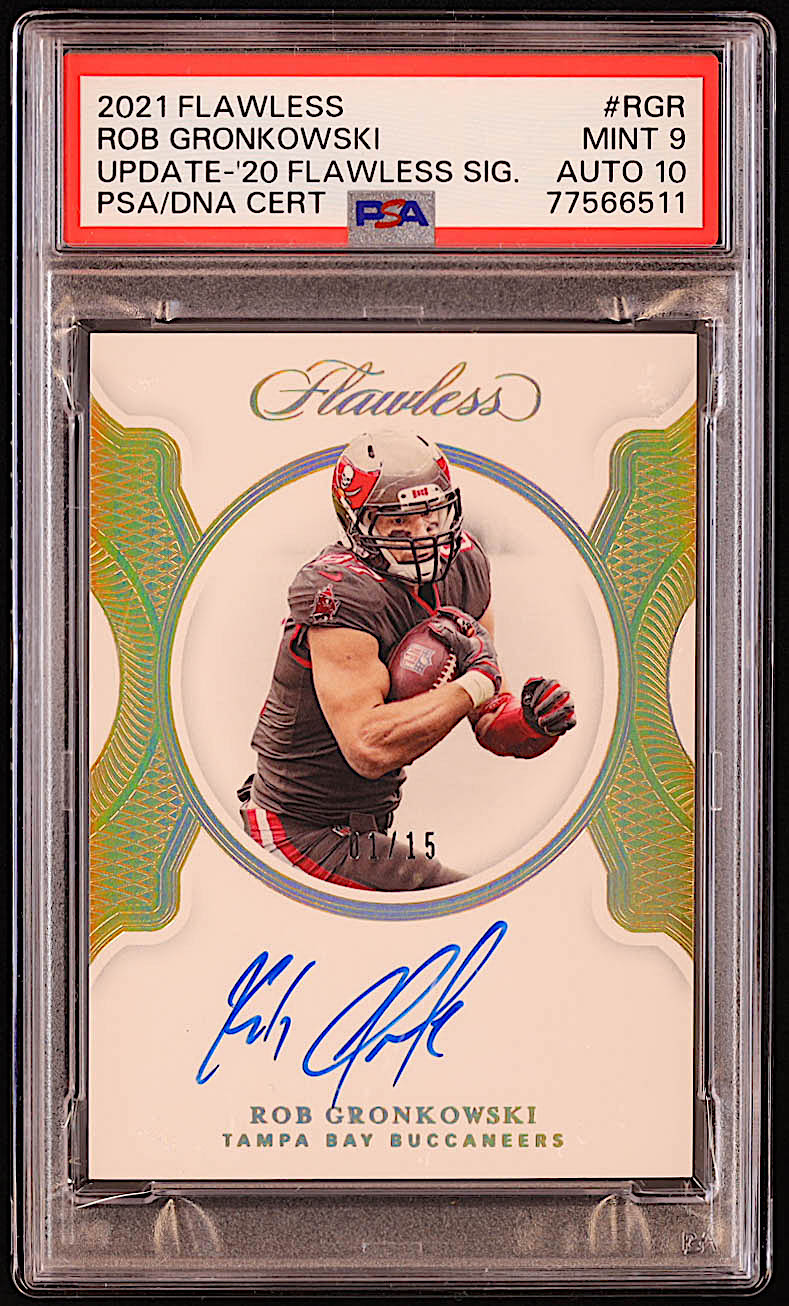 Rob Gronkowski 2021 Flawless Update '20 Flawless Signatures #FSRGR #1/15 (PSA 9 | Autograph Graded PSA 10) at PristineAuction.com Rob Gronkowski 2021 Flawless Update '20 Flawless Signatures #FSRGR #1/15 (PSA 9 | Autograph Graded PSA 10) at PristineAuction.com
