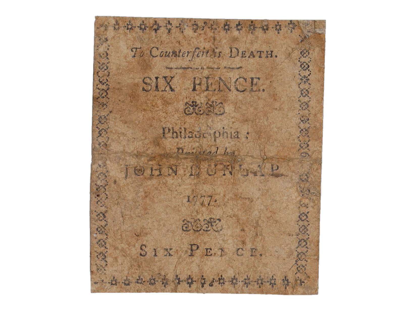 1777 Colonial Currency Note - Six Pence - Philadelphia at PristineAuction.com 1777 Colonial Currency Note - Six Pence - Philadelphia at PristineAuction.com