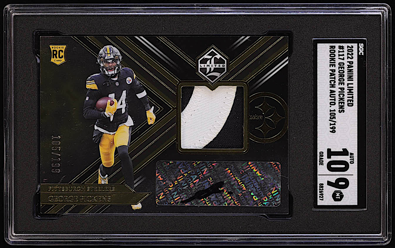 George Pickens 2022 Limited #117 Jersey Autograph RC #105/199 (SGC 9 | Autograph Graded SGC 10) at PristineAuction.com George Pickens 2022 Limited #117 Jersey Autograph RC #105/199 (SGC 9 | Autograph Graded SGC 10) at PristineAuction.com