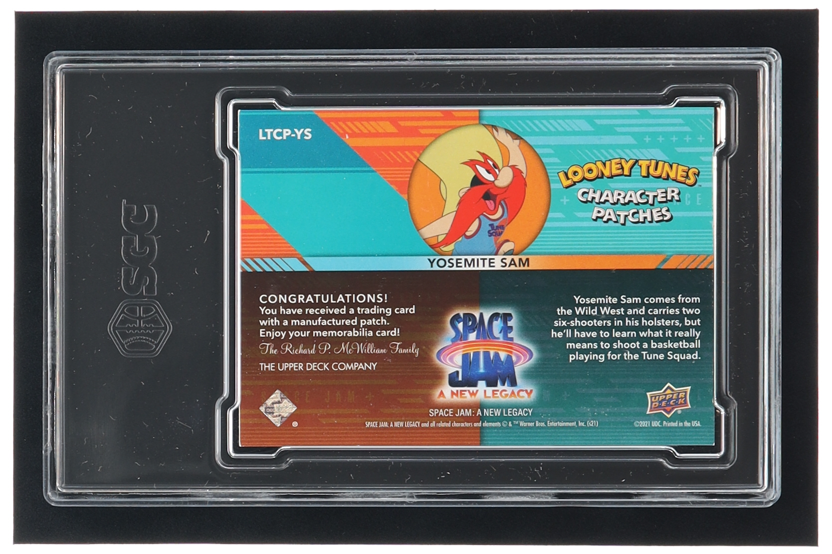 Yosemite Sam 2021 Upper Deck Space Jam A New Legacy Looney Tunes Character Manufactured Patches #LTCPYS (SGC 9.5) at PristineAuction.com Yosemite Sam 2021 Upper Deck Space Jam A New Legacy Looney Tunes Character Manufactured Patches #LTCPYS (SGC 9.5) at PristineAuction.com