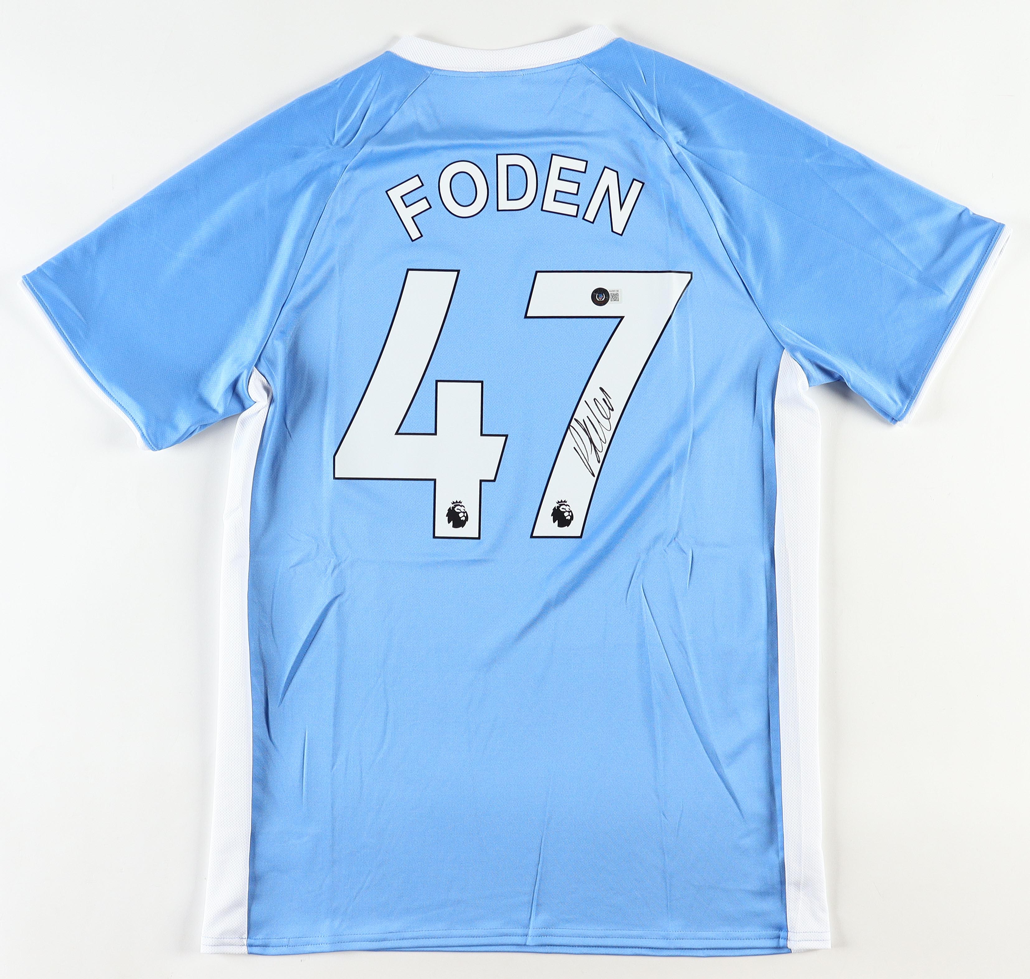 Phil Foden Signed Jersey (Beckett) at PristineAuction.com Phil Foden Signed Jersey (Beckett) at PristineAuction.com