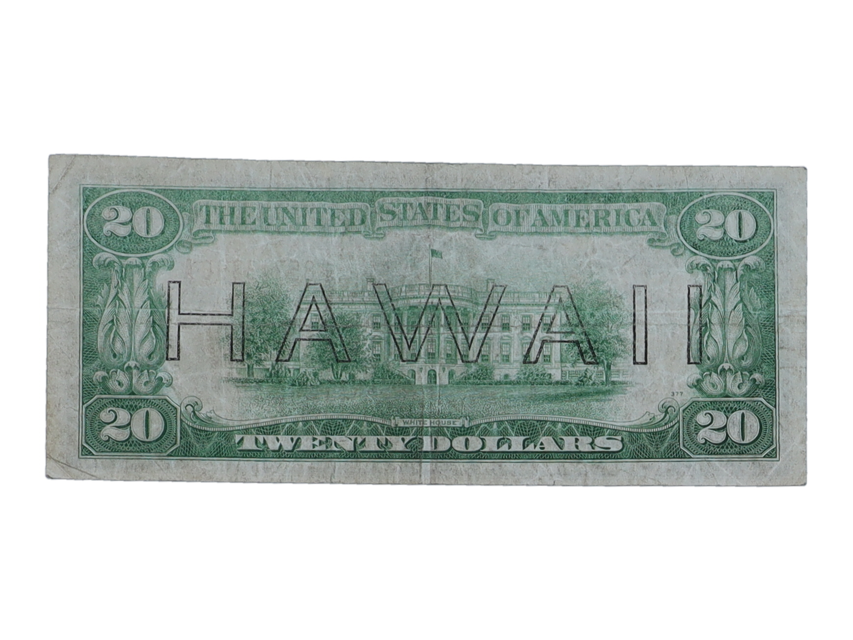 1934 $20 Ten Dollars Hawaii Overprint Federal Reserve Note at PristineAuction.com 1934 $20 Ten Dollars Hawaii Overprint Federal Reserve Note at PristineAuction.com