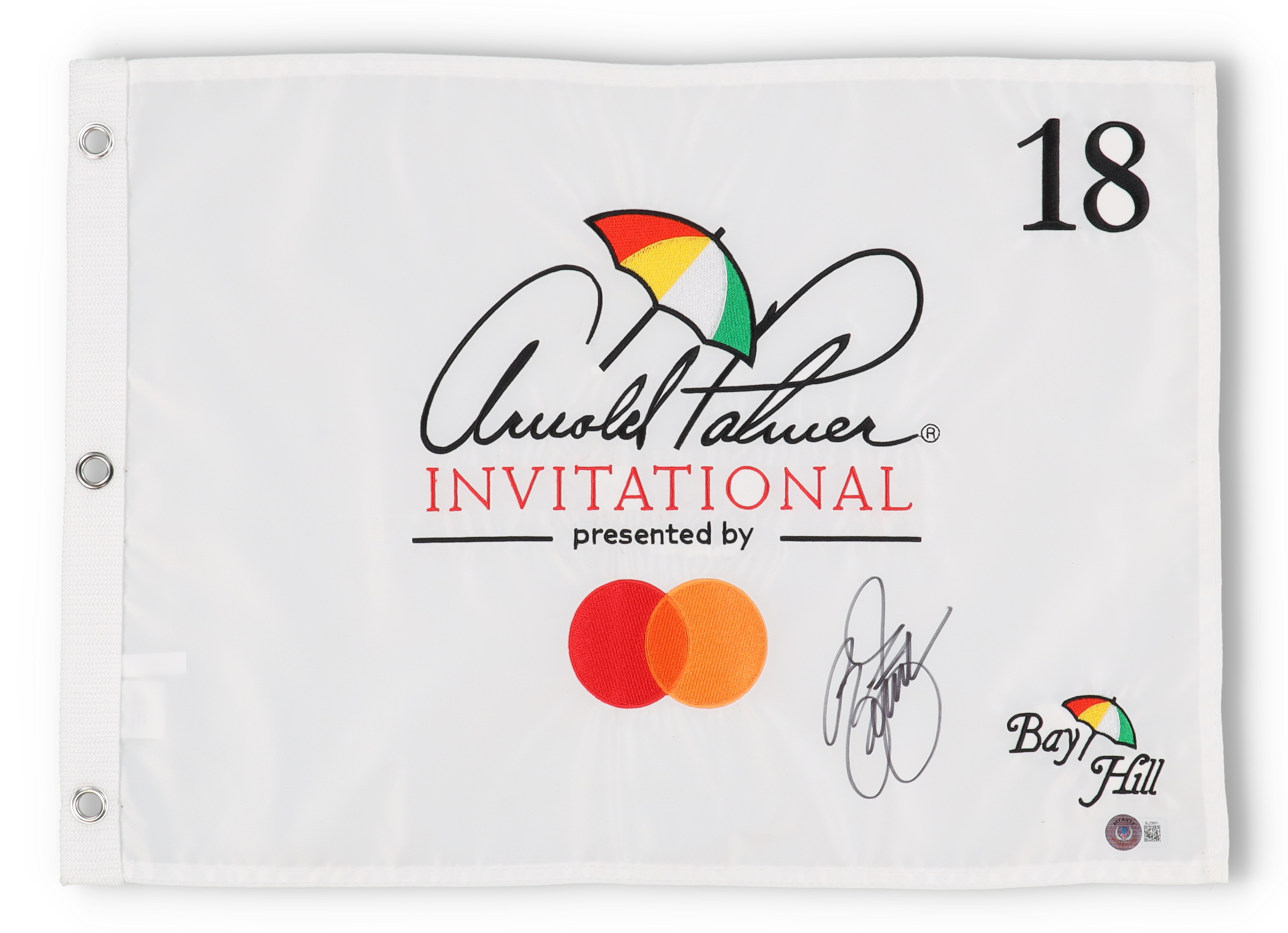 Rickie Fowler Signed Arnold Palmer Invitational Full-Size Pin Flag (Beckett) at PristineAuction.com Rickie Fowler Signed Arnold Palmer Invitational Full-Size Pin Flag (Beckett) at PristineAuction.com