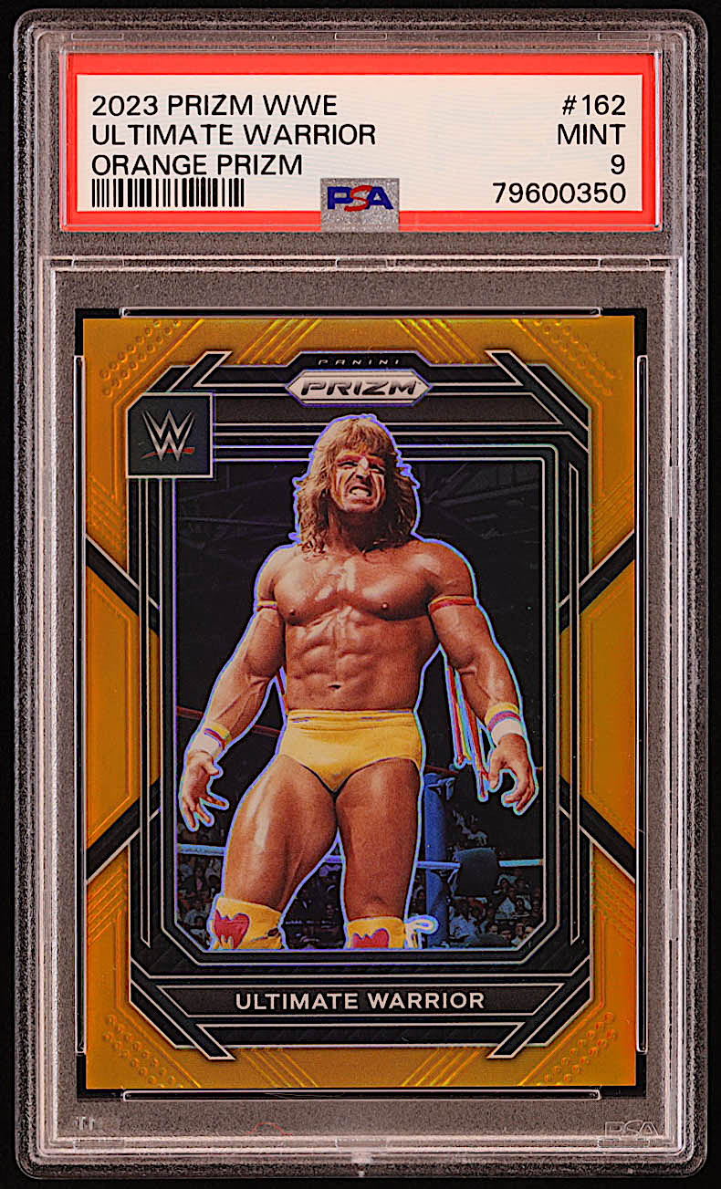 Ultimate Warrior 2023 Panini Prizm WWE Prizms Orange #162 #20/99 (PSA 9) at PristineAuction.com Ultimate Warrior 2023 Panini Prizm WWE Prizms Orange #162 #20/99 (PSA 9) at PristineAuction.com