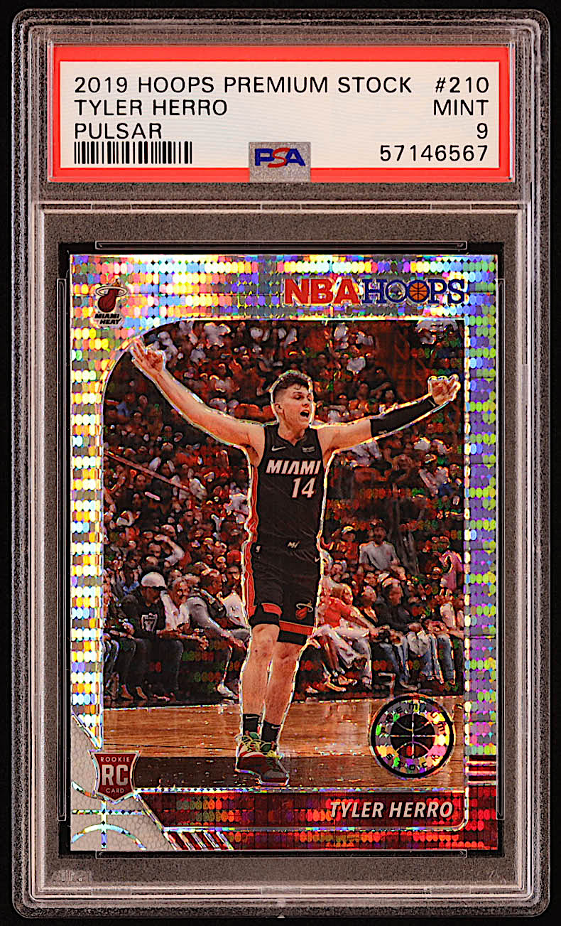 Tyler Herro 2019-20 Hoops Premium Stock Prizms Pulsar #210 RC (PSA 9) at PristineAuction.com Tyler Herro 2019-20 Hoops Premium Stock Prizms Pulsar #210 RC (PSA 9) at PristineAuction.com