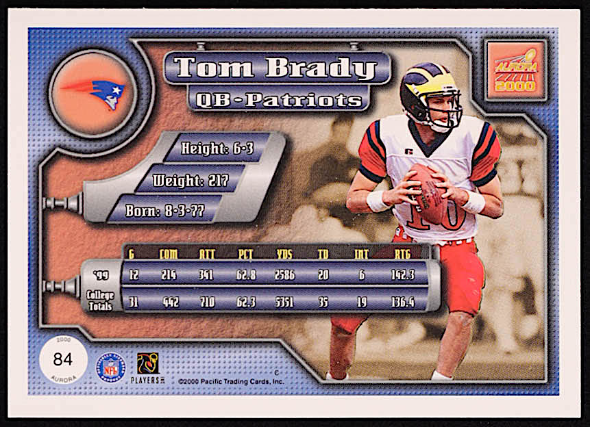 Tom Brady 2000 Aurora #84 RC at PristineAuction.com Tom Brady 2000 Aurora #84 RC at PristineAuction.com