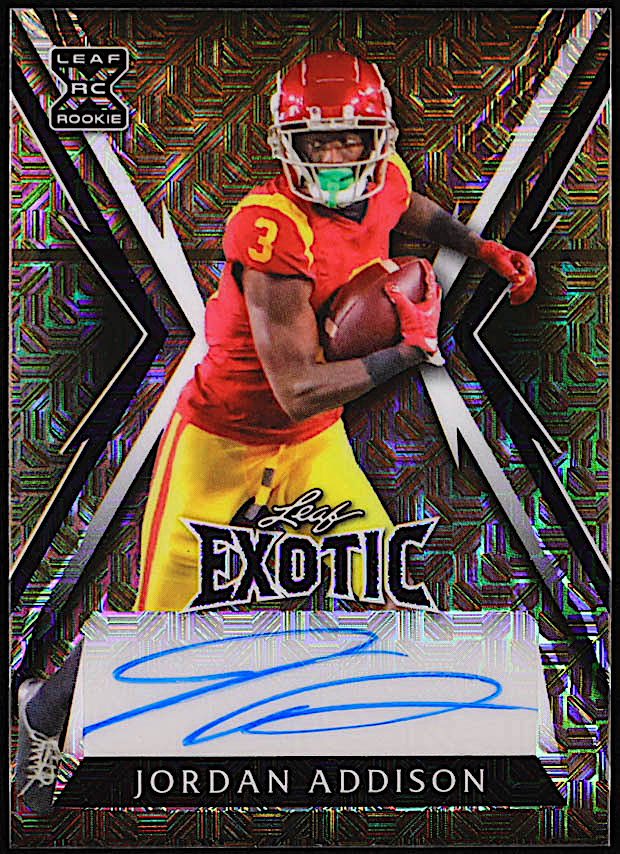 Jordan Addison 2023 Leaf Exotic Prismatic Giraffe #BAJA1 RC #5/5 at PristineAuction.com Jordan Addison 2023 Leaf Exotic Prismatic Giraffe #BAJA1 RC #5/5 at PristineAuction.com