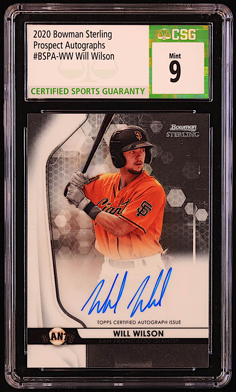 Will Wilson 2020 Bowman Sterling Prospect Autographs #BSPAWW RC (CSG 9 | Auto 10) at PristineAuction.com Will Wilson 2020 Bowman Sterling Prospect Autographs #BSPAWW RC (CSG 9 | Auto 10) at PristineAuction.com