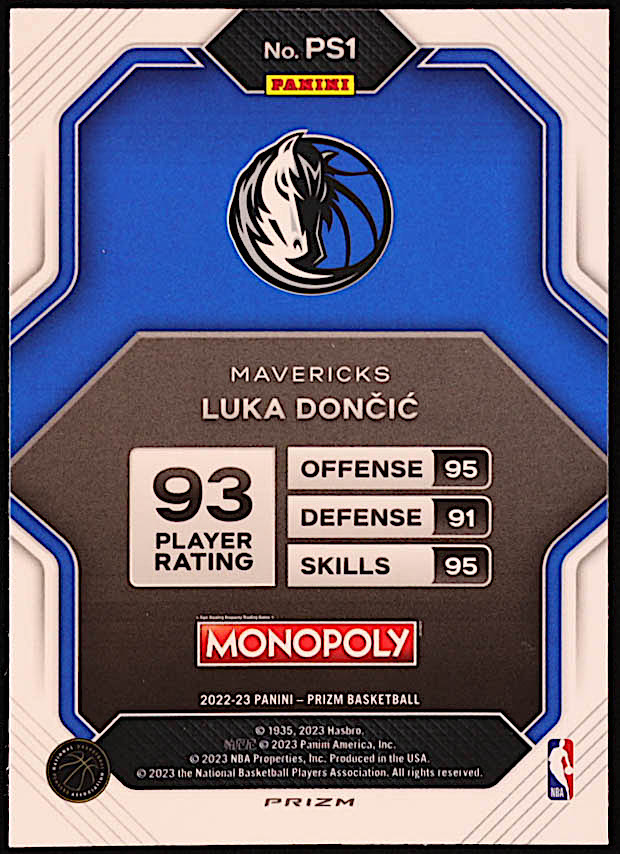 Luka Doncic 2022-23 Panini Prizm Monopoly All-Stars Monopoly Black #PS1 at PristineAuction.com Luka Doncic 2022-23 Panini Prizm Monopoly All-Stars Monopoly Black #PS1 at PristineAuction.com