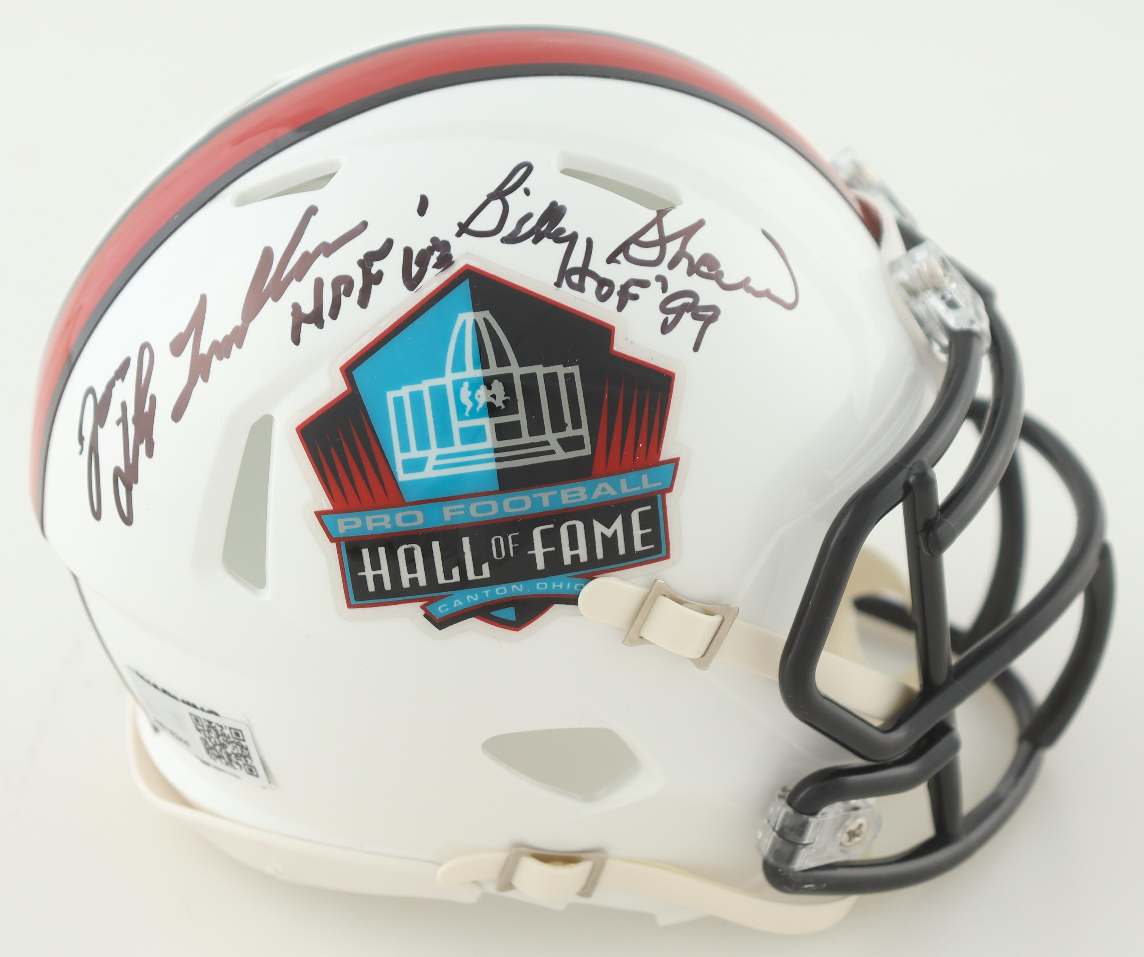 Joe DeLamielleure & Billy Shaw Signed Hall Of Fame Logo Speed Mini Helmet Inscribed "HOF '03" & "HOF '99" (TSE) at PristineAuction.com Joe DeLamielleure & Billy Shaw Signed Hall Of Fame Logo Speed Mini Helmet Inscribed "HOF '03" & "HOF '99" (TSE) at PristineAuction.com