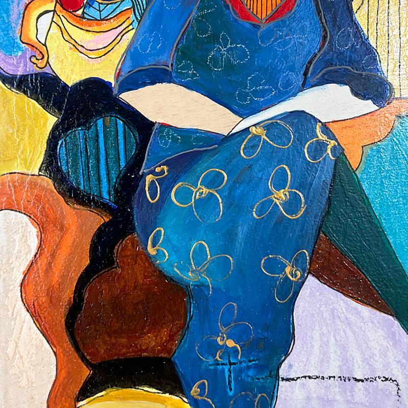 "Memorie" 19x16 Custom Framed One-of-a-Kind Mixed Media over Paint on Wood by Itzchak Tarkay (PA) at PristineAuction.com "Memorie" 19x16 Custom Framed One-of-a-Kind Mixed Media over Paint on Wood by Itzchak Tarkay (PA) at PristineAuction.com