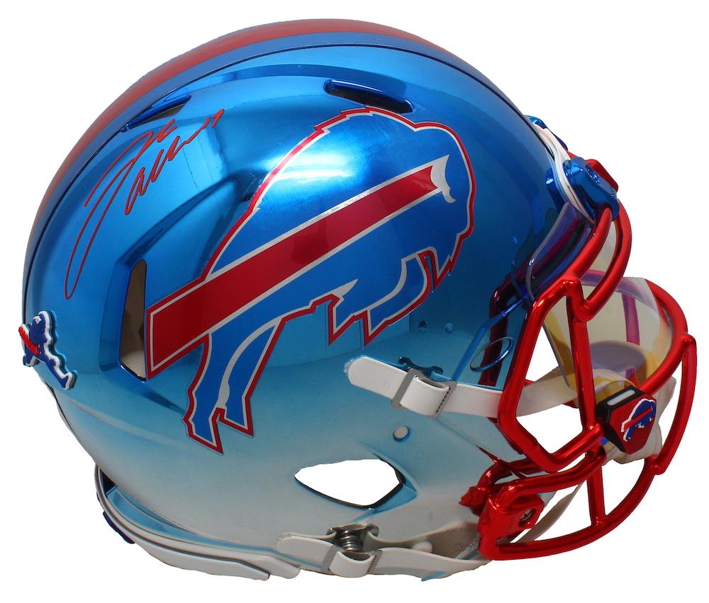 Josh Allen Signed Bills LE Full-Size Authentic On-Field Chrome Alternate Speed Helmet (Beckett & Game Day Legends) at PristineAuction.com Josh Allen Signed Bills LE Full-Size Authentic On-Field Chrome Alternate Speed Helmet (Beckett & Game Day Legends) at PristineAuction.com