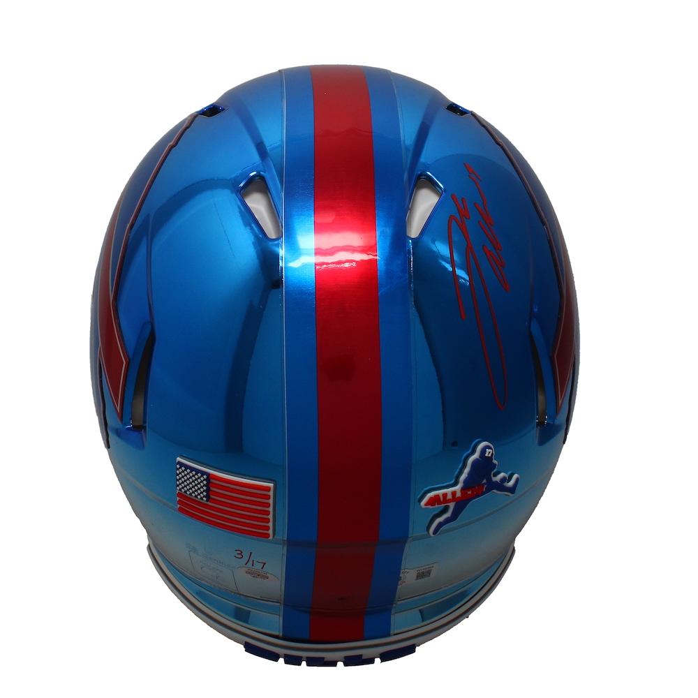 Josh Allen Signed Bills LE Full-Size Authentic On-Field Chrome Alternate Speed Helmet (Beckett & Game Day Legends) at PristineAuction.com Josh Allen Signed Bills LE Full-Size Authentic On-Field Chrome Alternate Speed Helmet (Beckett & Game Day Legends) at PristineAuction.com