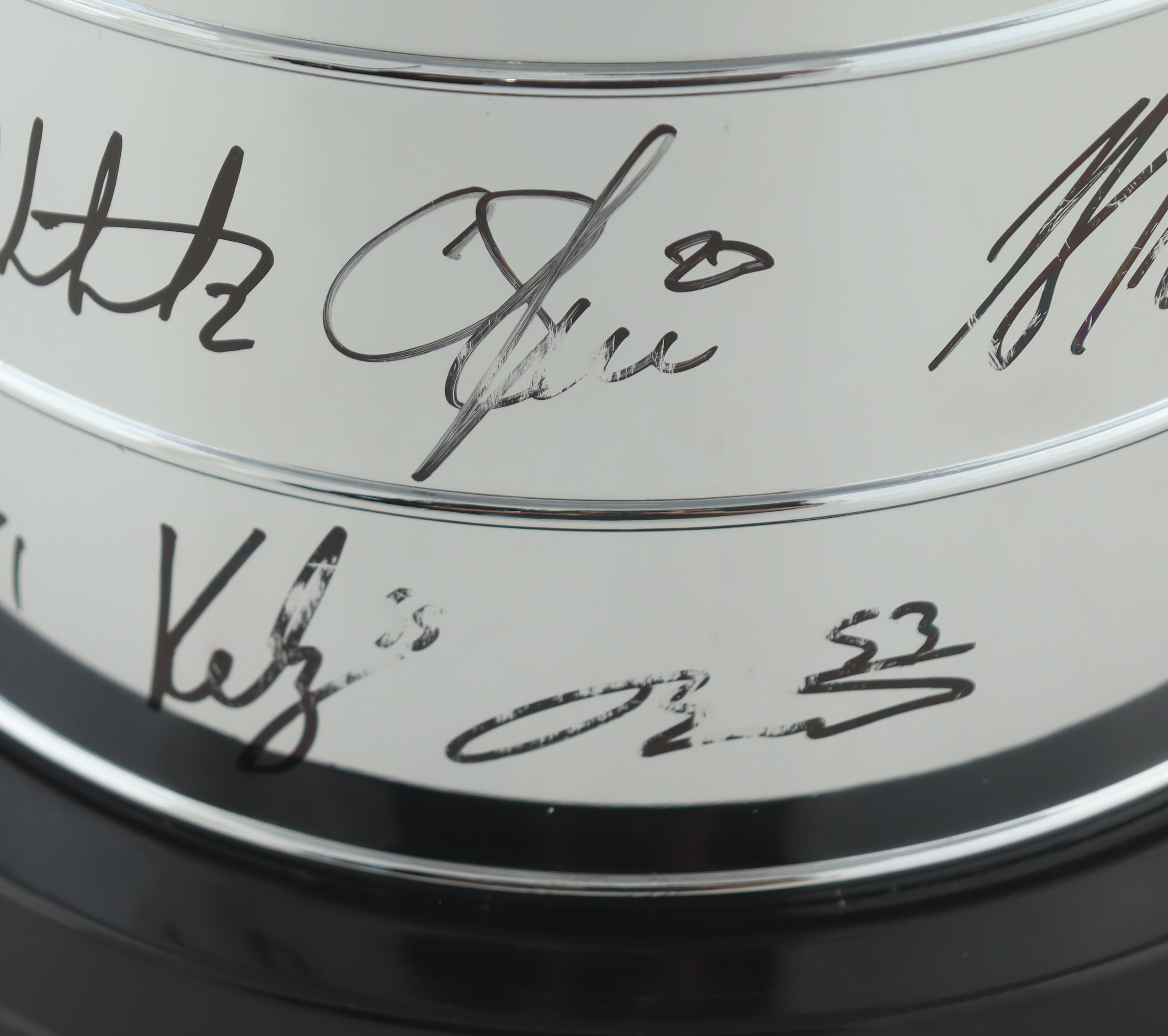 2023 Golden Knights LE Stanley Cup Replica Trophy Signed By (18) With Jack Eichel, Jonathan Marchessault, William Karlsson, Adin Hill (Fanatics) at PristineAuction.com 2023 Golden Knights LE Stanley Cup Replica Trophy Signed By (18) With Jack Eichel, Jonathan Marchessault, William Karlsson, Adin Hill (Fanatics) at PristineAuction.com