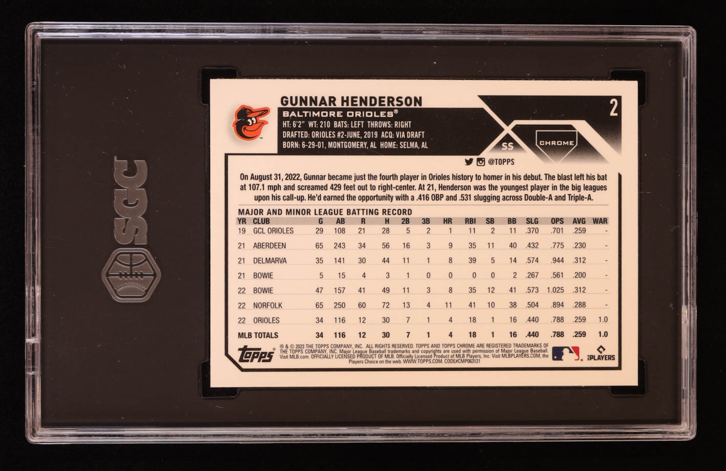 Gunnar Henderson 2023 Topps Chrome #2 RC (SGC 9.5) at PristineAuction.com Gunnar Henderson 2023 Topps Chrome #2 RC (SGC 9.5) at PristineAuction.com