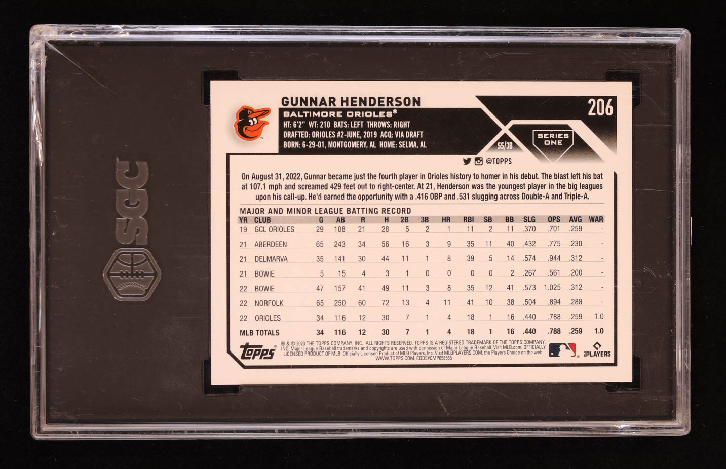 Gunnar Henderson 2023 Topps #206 RC (SGC 10) at PristineAuction.com Gunnar Henderson 2023 Topps #206 RC (SGC 10) at PristineAuction.com