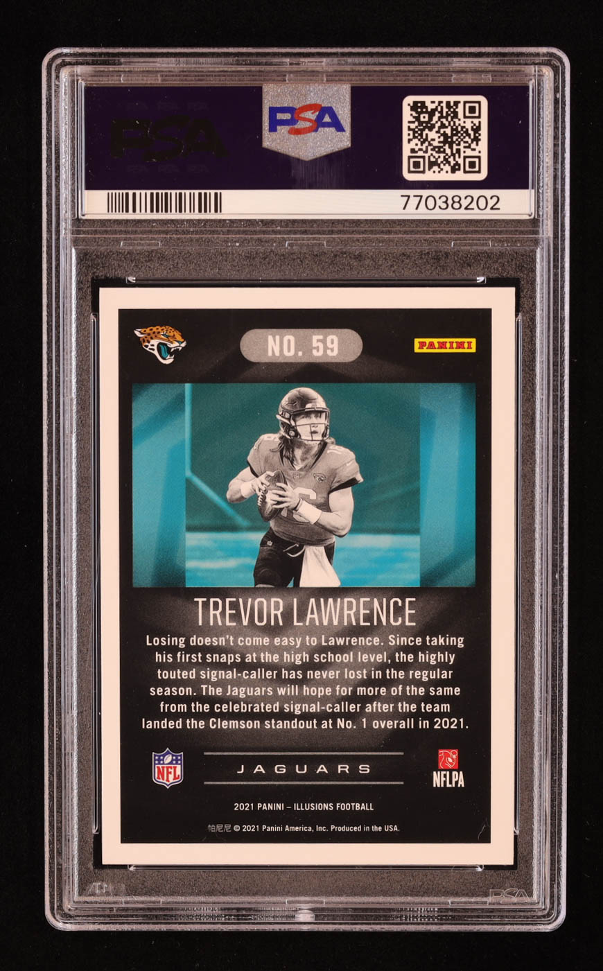 Trevor Lawrence 2021 Panini Illusions Retail #59 RC (PSA 10) at PristineAuction.com Trevor Lawrence 2021 Panini Illusions Retail #59 RC (PSA 10) at PristineAuction.com