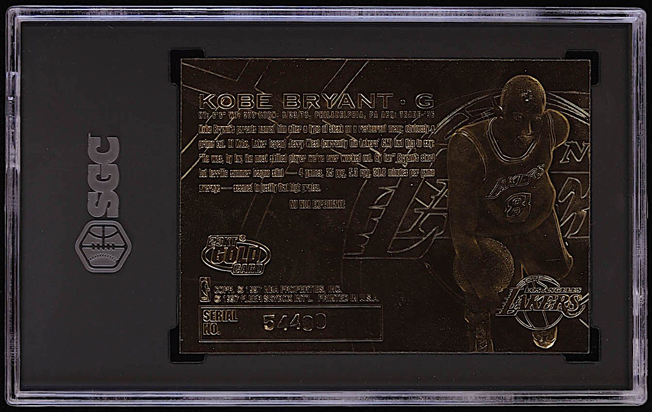 Kobe Bryant 1996-97 Fleer Purple Signature 23Kt Gold RC (SGC 9) at PristineAuction.com Kobe Bryant 1996-97 Fleer Purple Signature 23Kt Gold RC (SGC 9) at PristineAuction.com