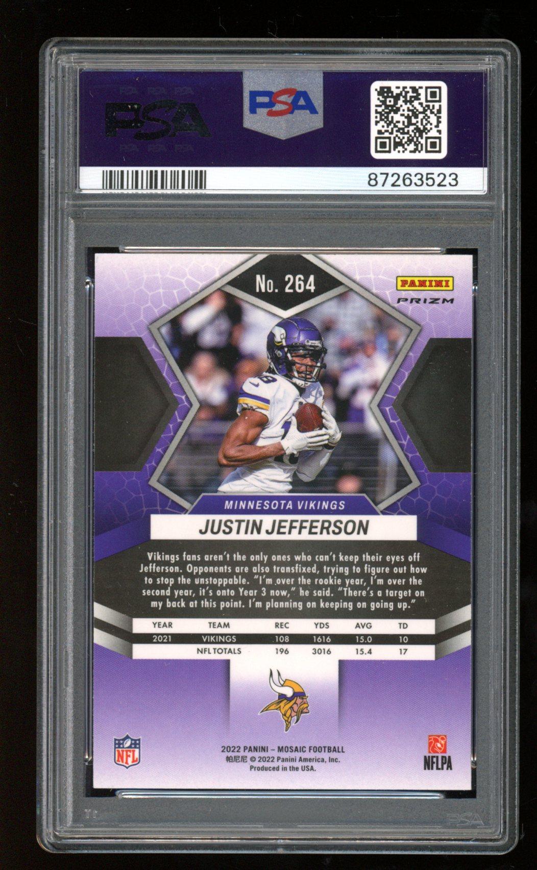 Justin Jefferson 2022 Panini Mosaic Mosaic Camo Pink #264 NP (PSA 10) at PristineAuction.com Justin Jefferson 2022 Panini Mosaic Mosaic Camo Pink #264 NP (PSA 10) at PristineAuction.com