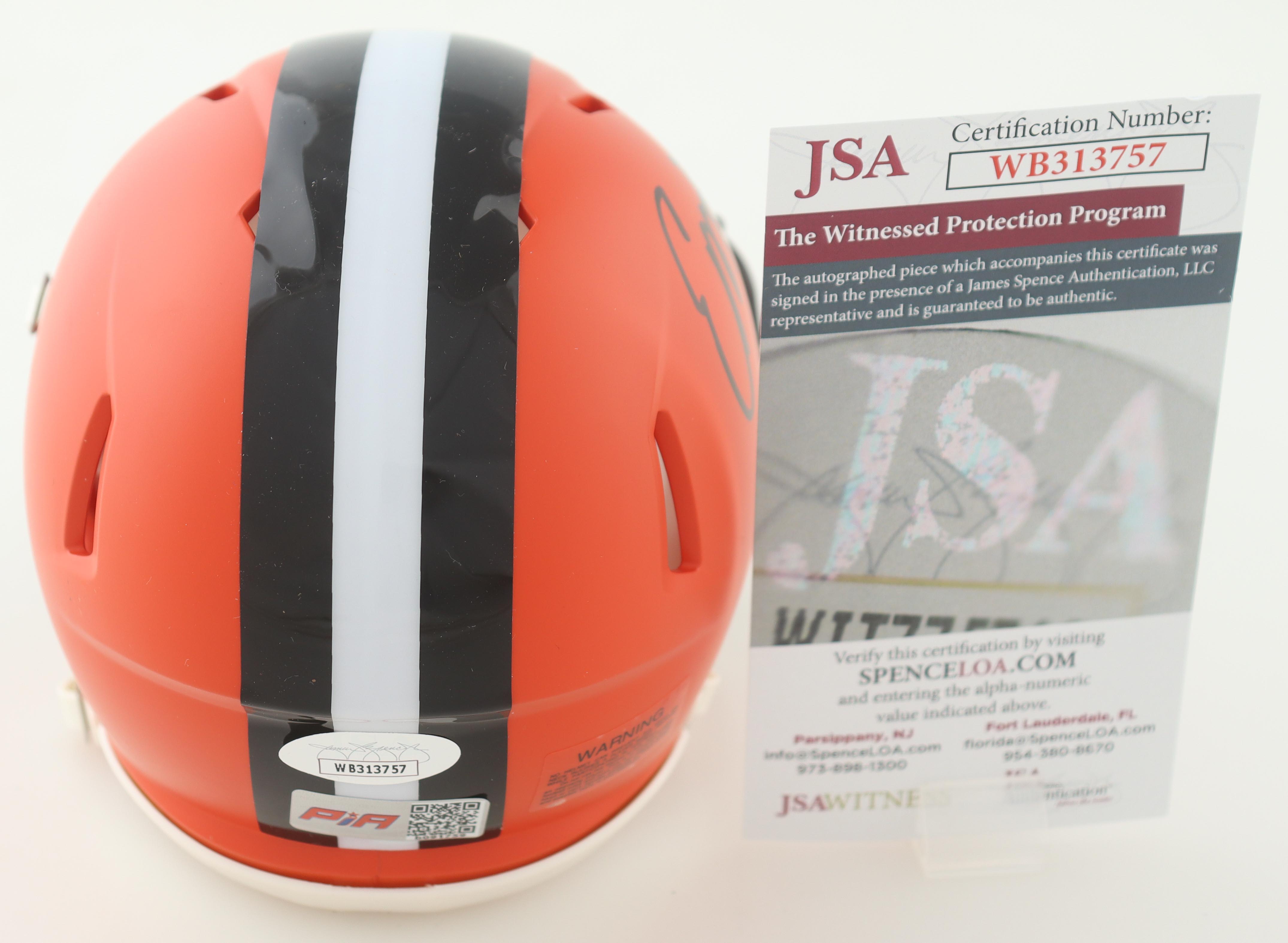 Elijah Moore Signed Browns Speed Mini Helmet (JSA) at PristineAuction.com Elijah Moore Signed Browns Speed Mini Helmet (JSA) at PristineAuction.com