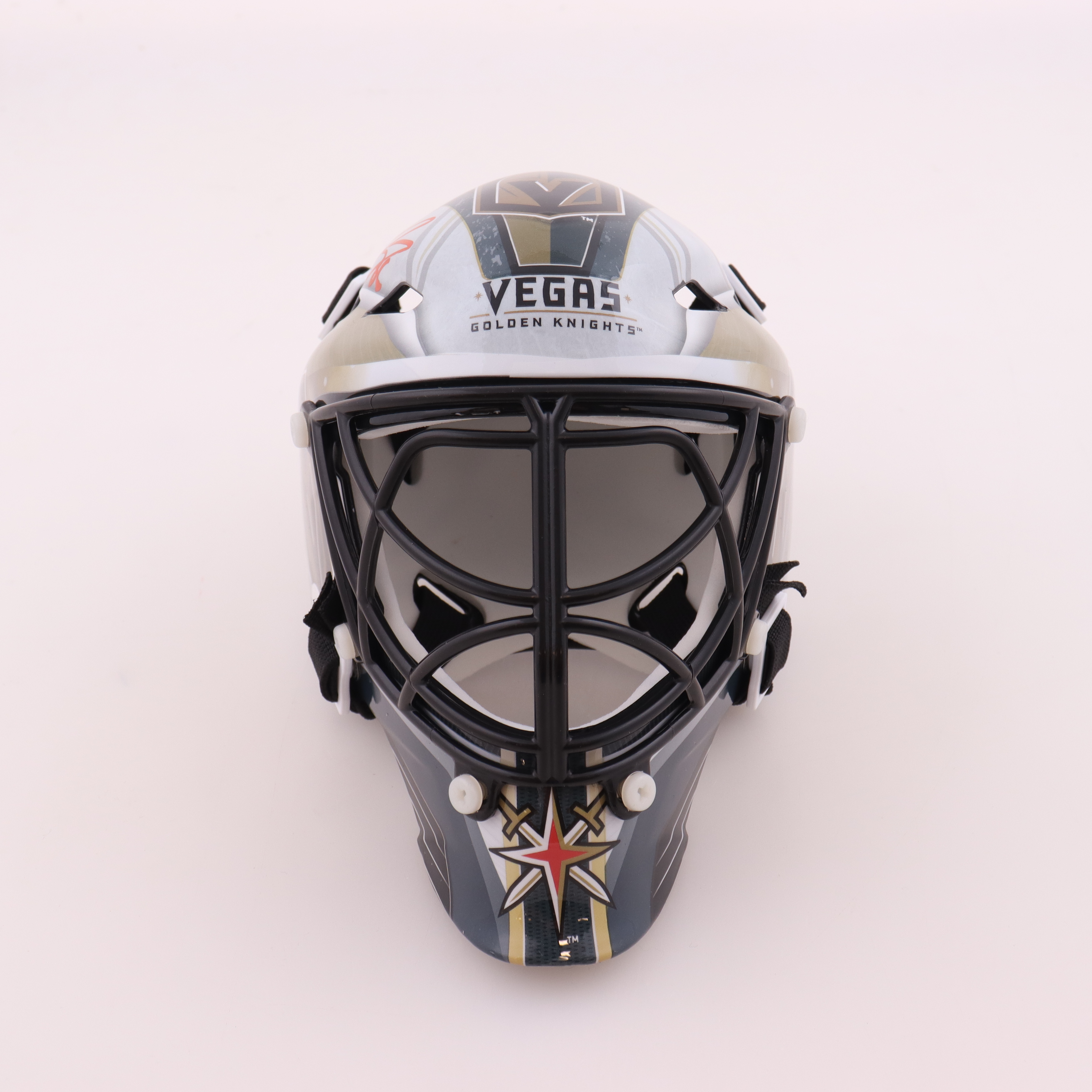 Logan Thompson Signed Golden Knights Mini Goalie Helmet (JSA) at PristineAuction.com Logan Thompson Signed Golden Knights Mini Goalie Helmet (JSA) at PristineAuction.com