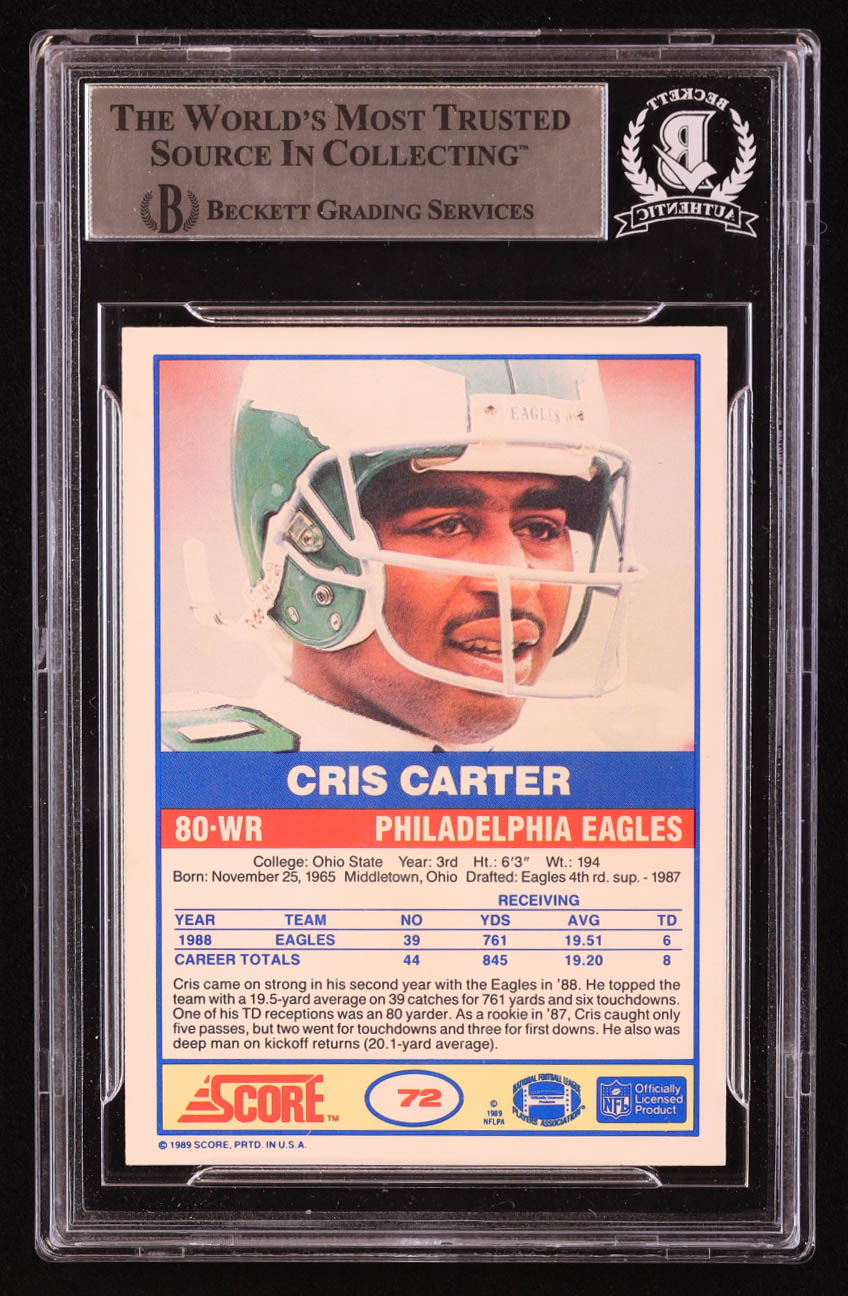 Cris Carter Signed 1989 Score #72 RC (BGS) at PristineAuction.com Cris Carter Signed 1989 Score #72 RC (BGS) at PristineAuction.com
