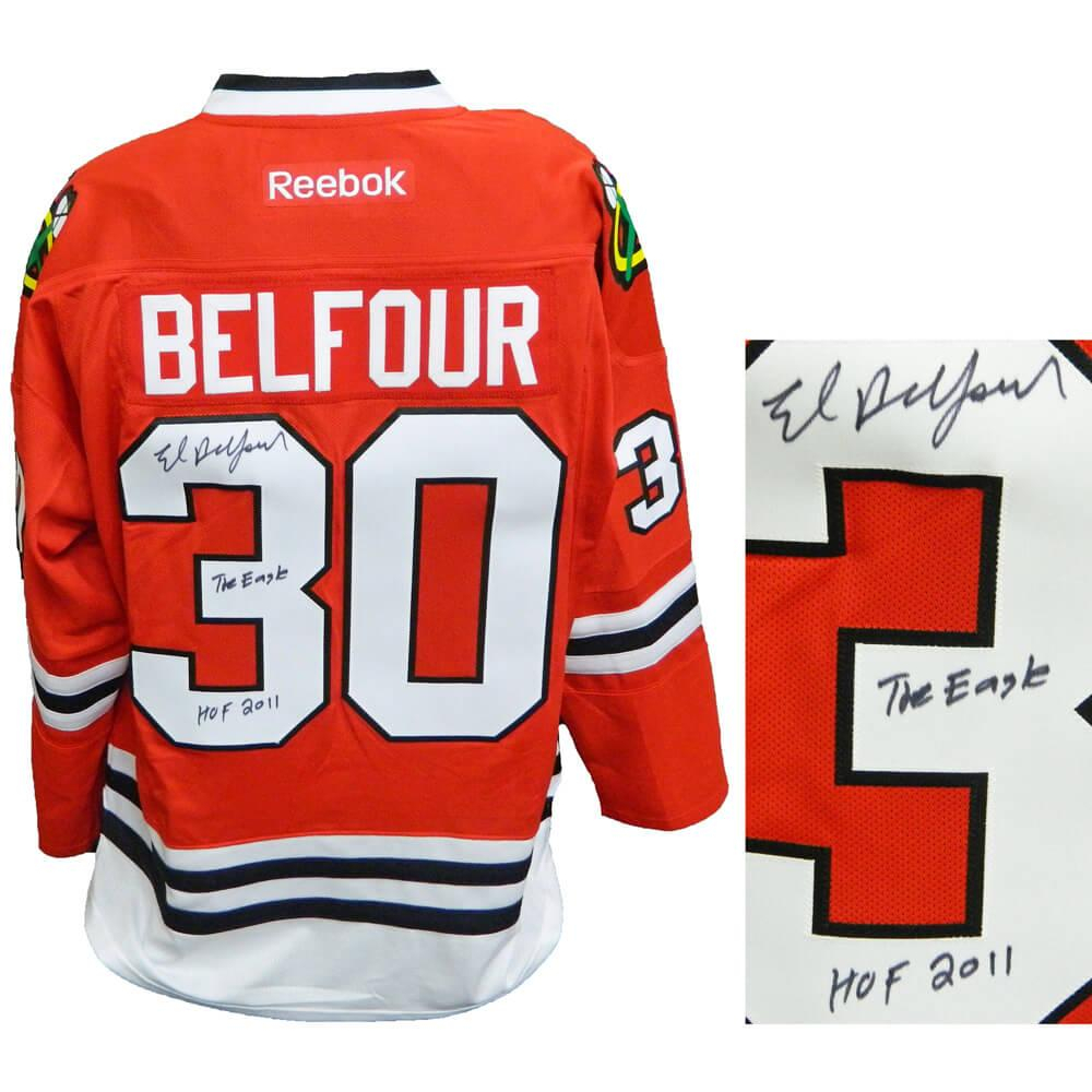 Ed Belfour Signed Black Chicago Pro Style Hockey Jersey JSA