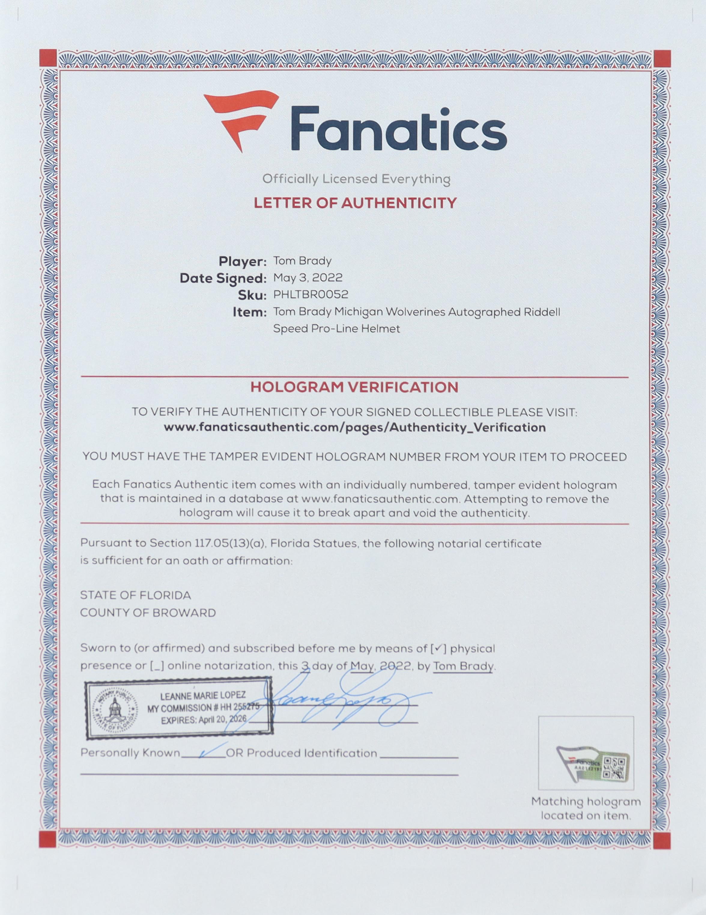 Tom Brady Signed Michigan Wolverines Full-Size Authentic On-Field Speed Helmet (Fanatics) at PristineAuction.com Tom Brady Signed Michigan Wolverines Full-Size Authentic On-Field Speed Helmet (Fanatics) at PristineAuction.com